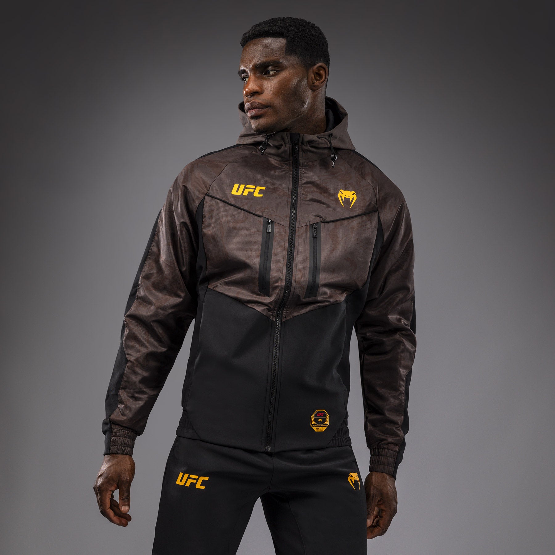 UFC Fusion by Venum Fight Week Men's Zip Hoodie Earthen Brown