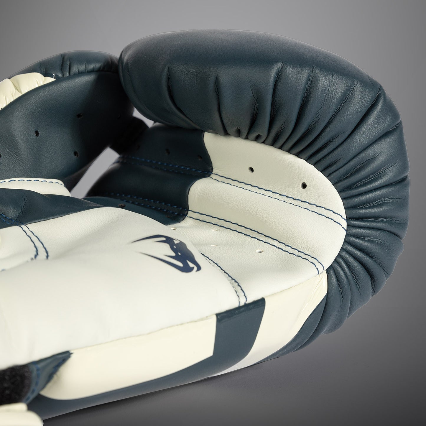 Venum Elite Boxing Gloves - White/Navy Blue