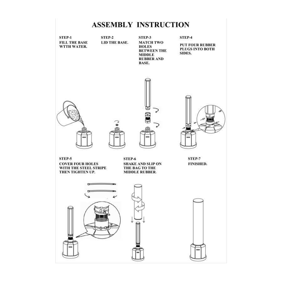 Venum Flex Standing Punching Bag-Black/White + Base