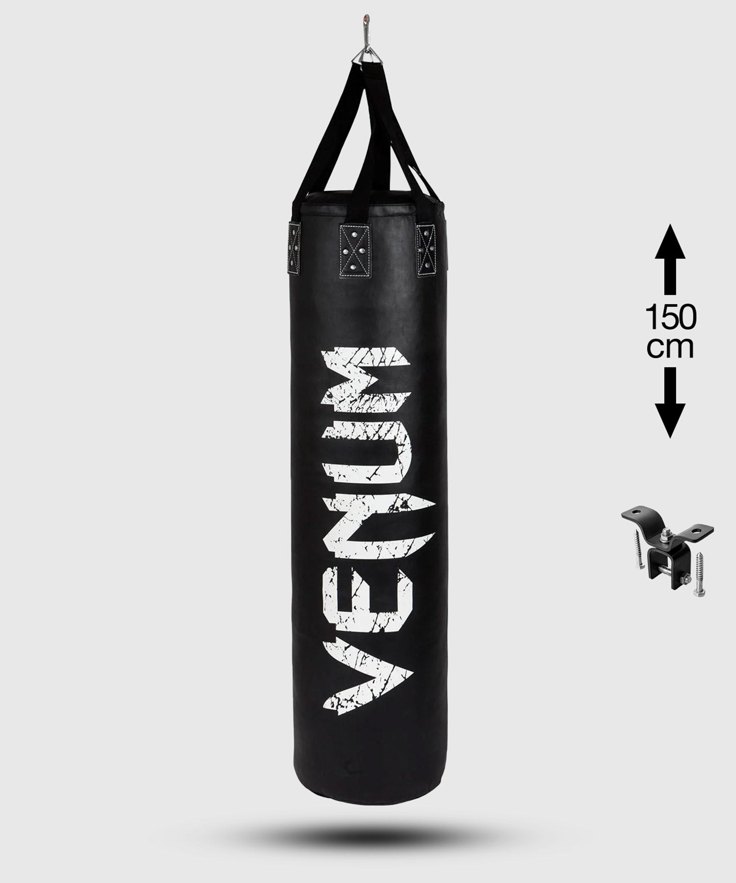 Venum Challenger Heavy bag + Ceiling Hook - Black/White - Filled