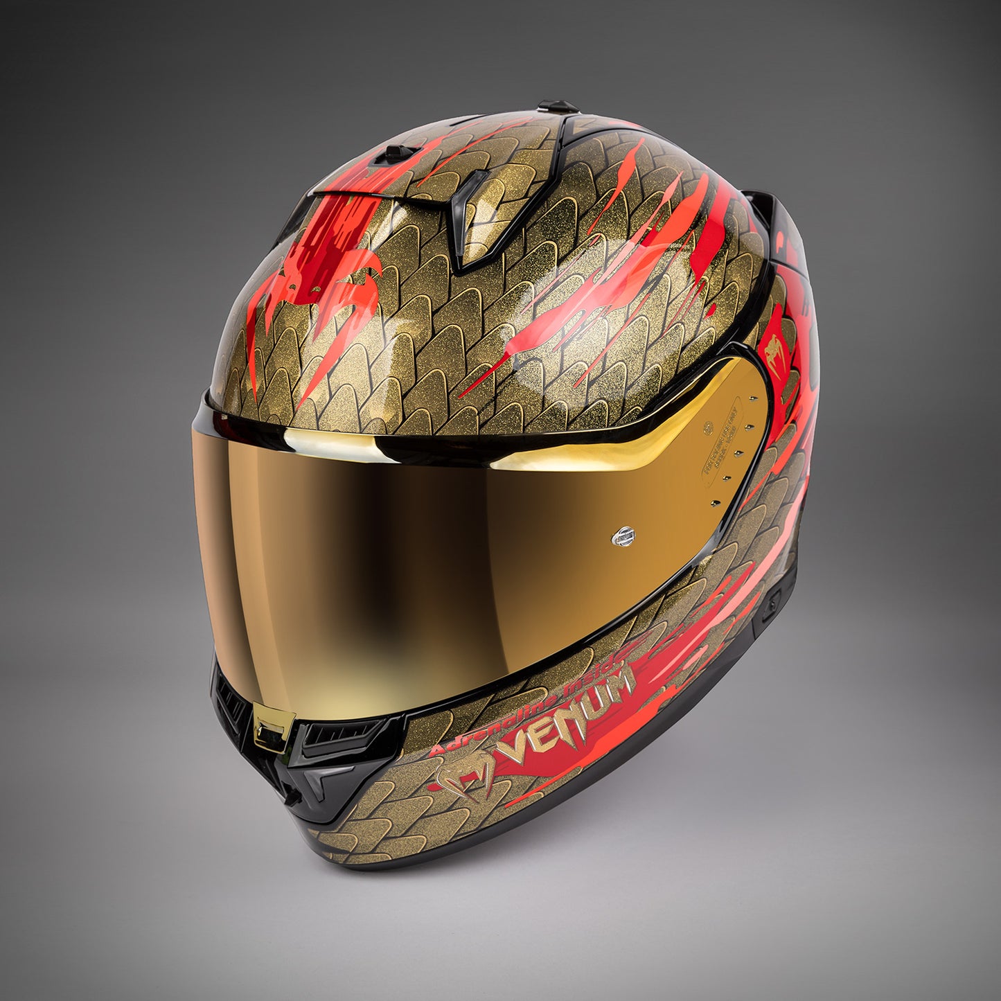 Venum x Shark SKWAL i3 Motorcycle Helmet - Red/Gold