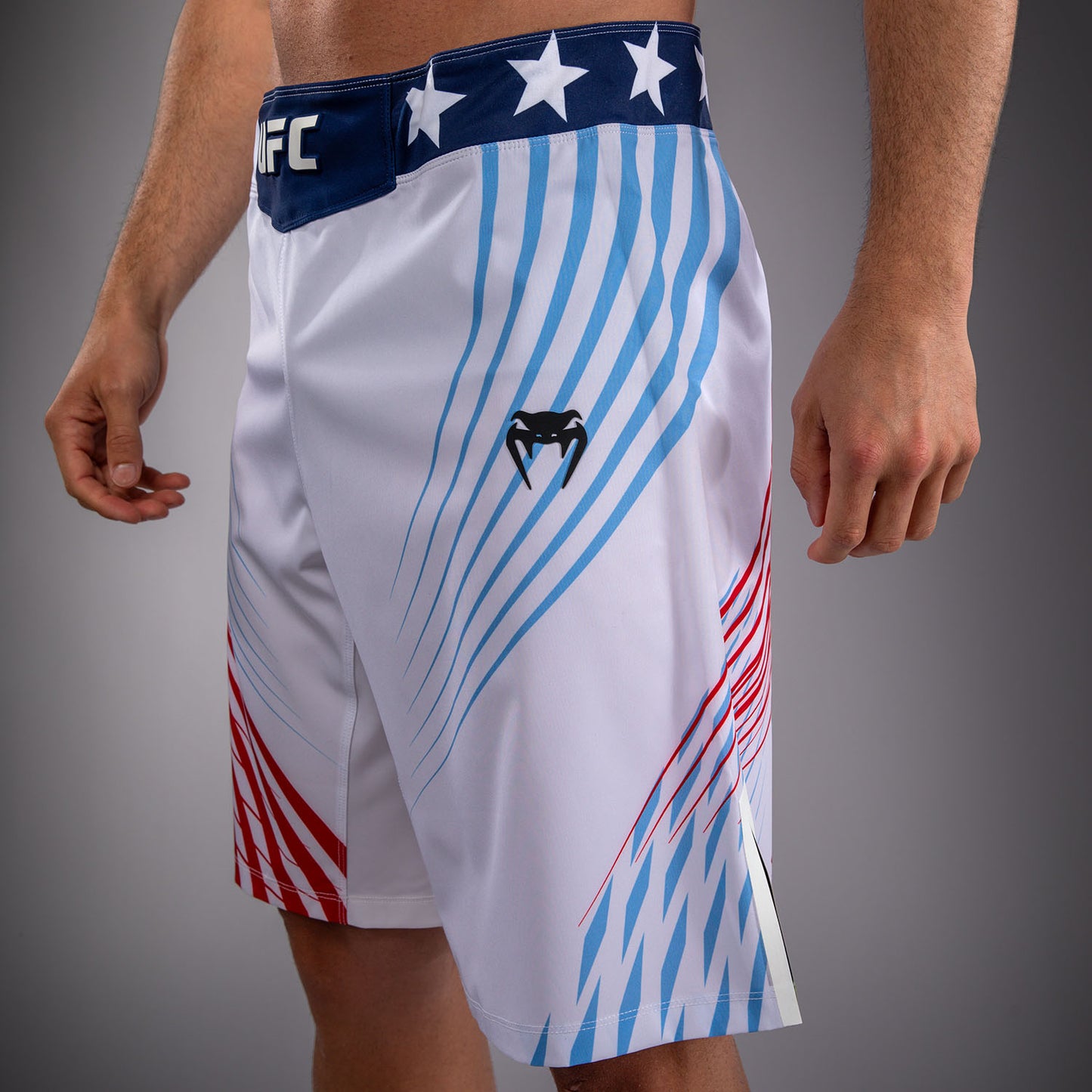 Men's Official UFC Freedom 250 by Venum White Authentic Fight Night Long Fit Fight Short