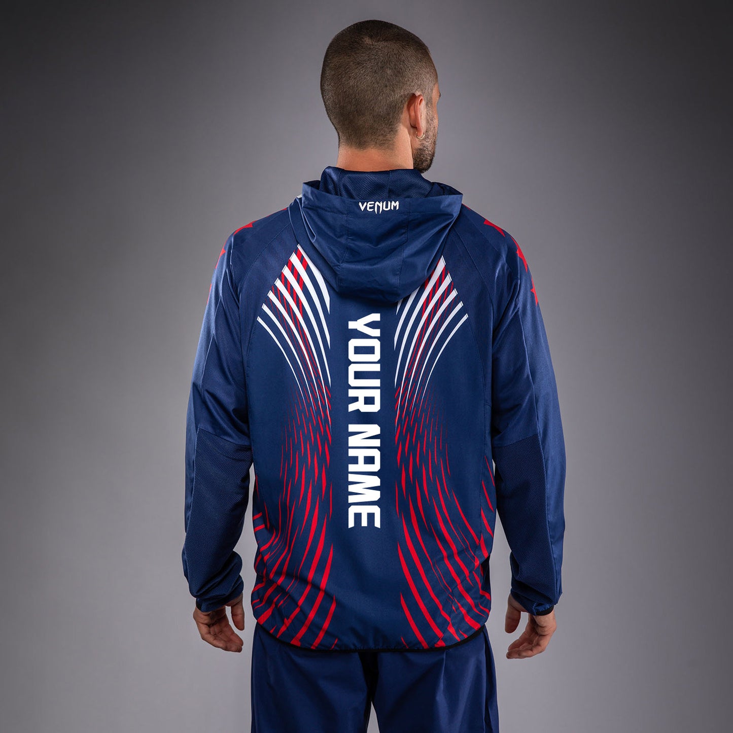Men's Official UFC Freedom 250 by Venum Blue Personalized Authentic Fight Night Walkout Hoodie