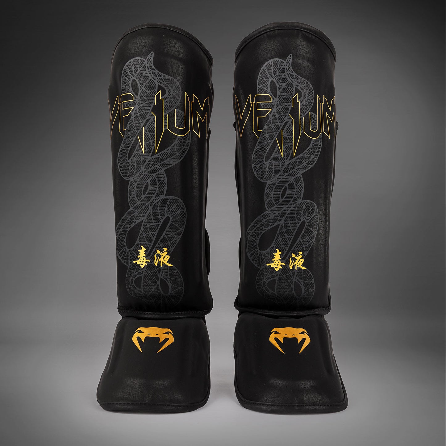 Venum Serpenti Shin Guards - Black/Silver/Gold