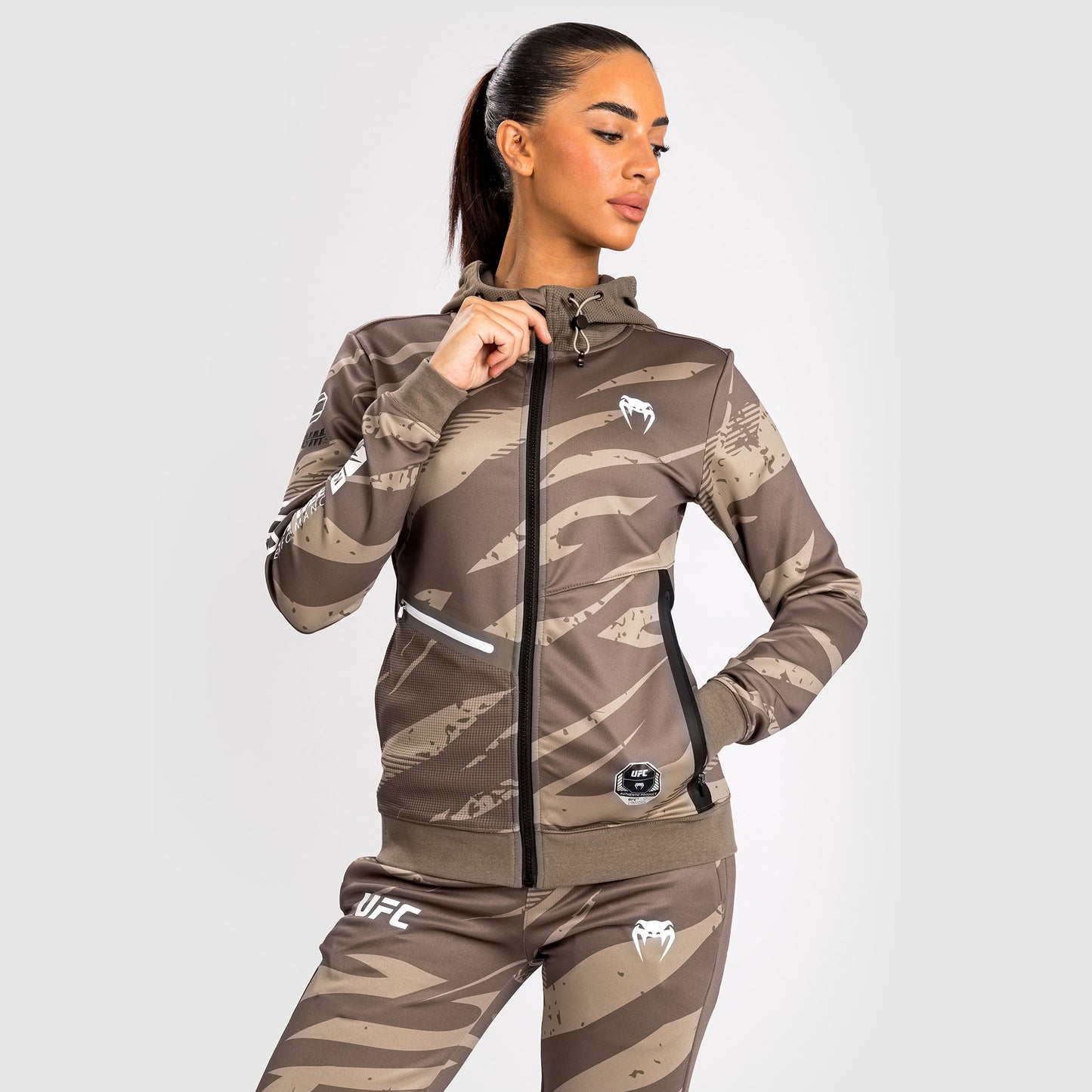 UFC Adrenaline by Venum Fight Week Women’s Zip Hoodie - Desert Camo