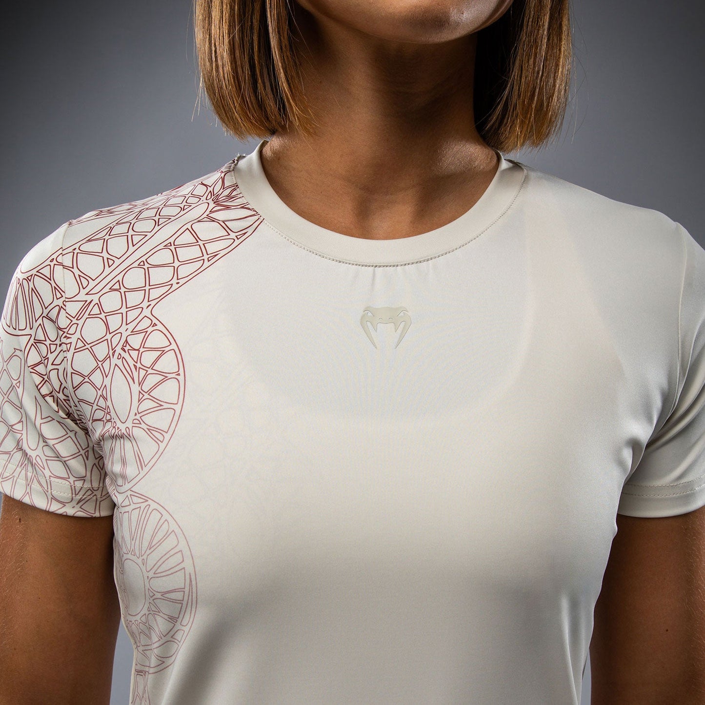 Venum Serpenti Women’s Dry-Tech T-Shirt - Ivory/Burgundy