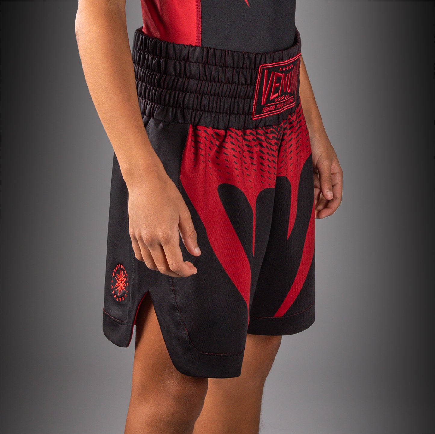Venum Attack Kids Boxing Shorts - Black/Red