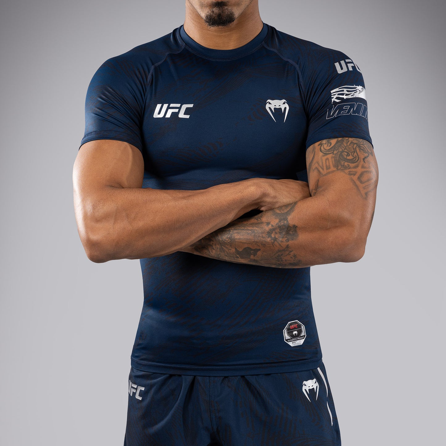 UFC Fusion by Venum Fight Week Men’s Performance Short Sleeve Rashguard - Oceanic Blue