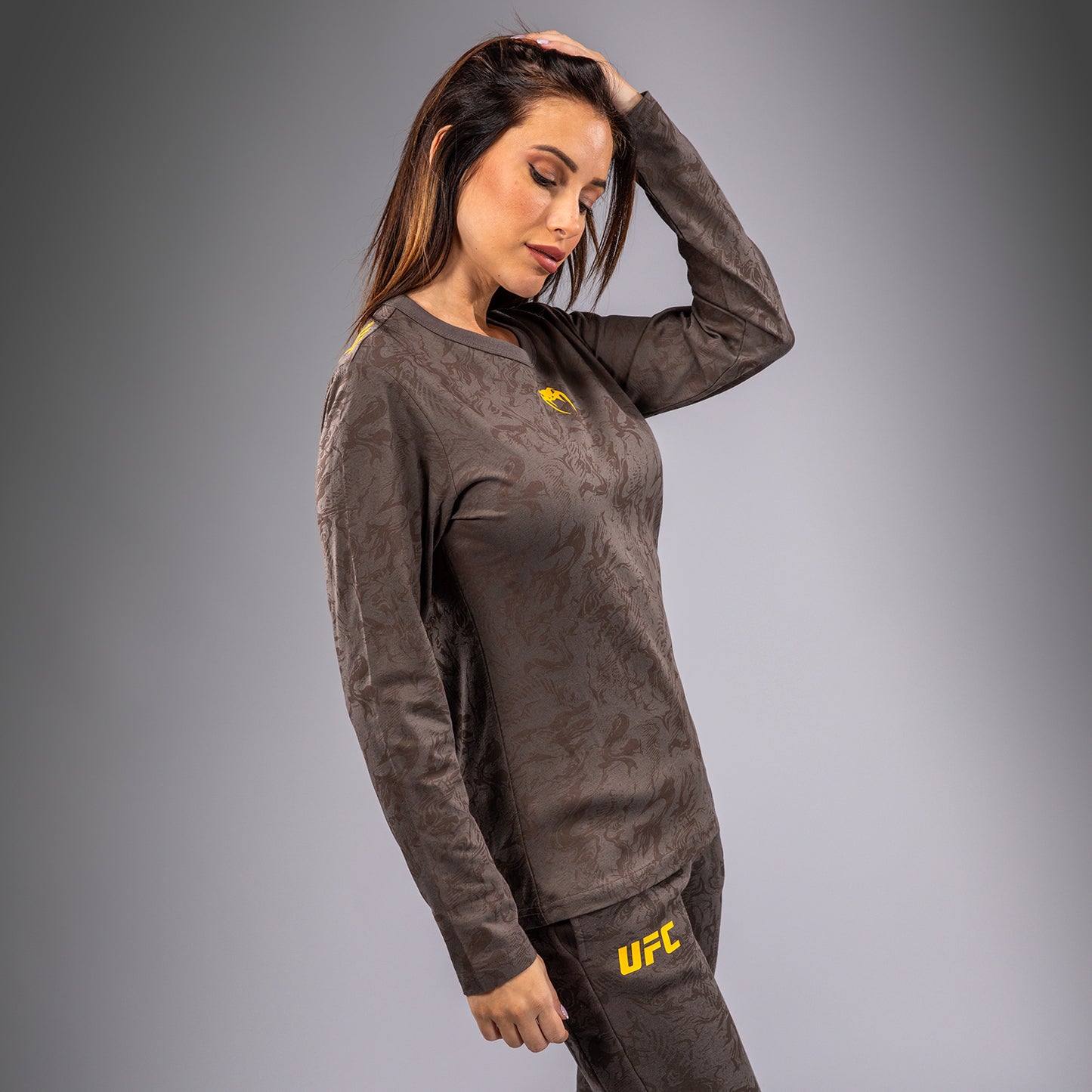 UFC Fusion by Venum Fight Week Women’s Long Sleeve Cotton T-Shirt - Earthen Brown