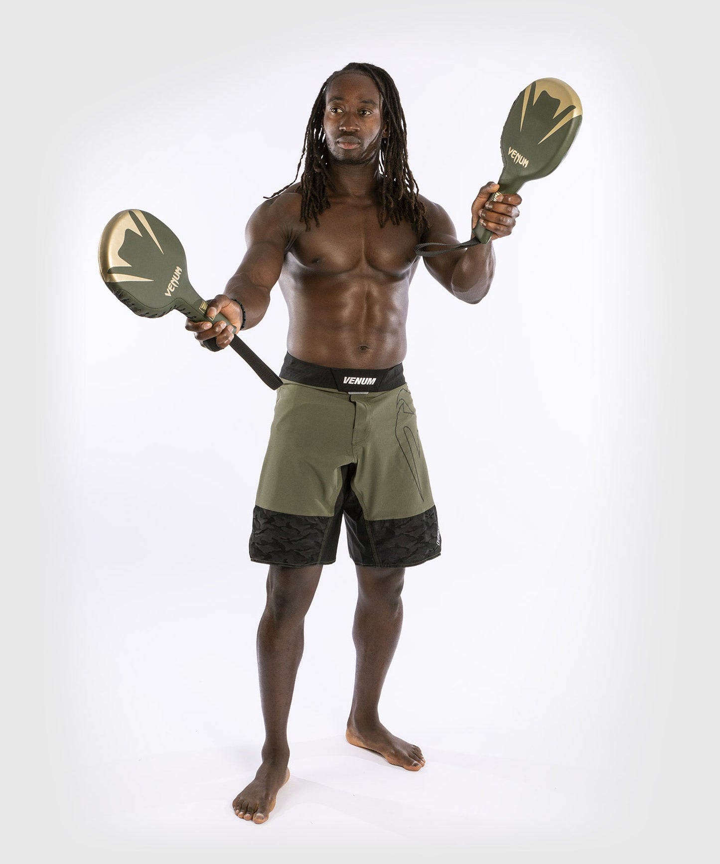 Venum Pro Boxing Rackets (Pair) - Khaki/Gold