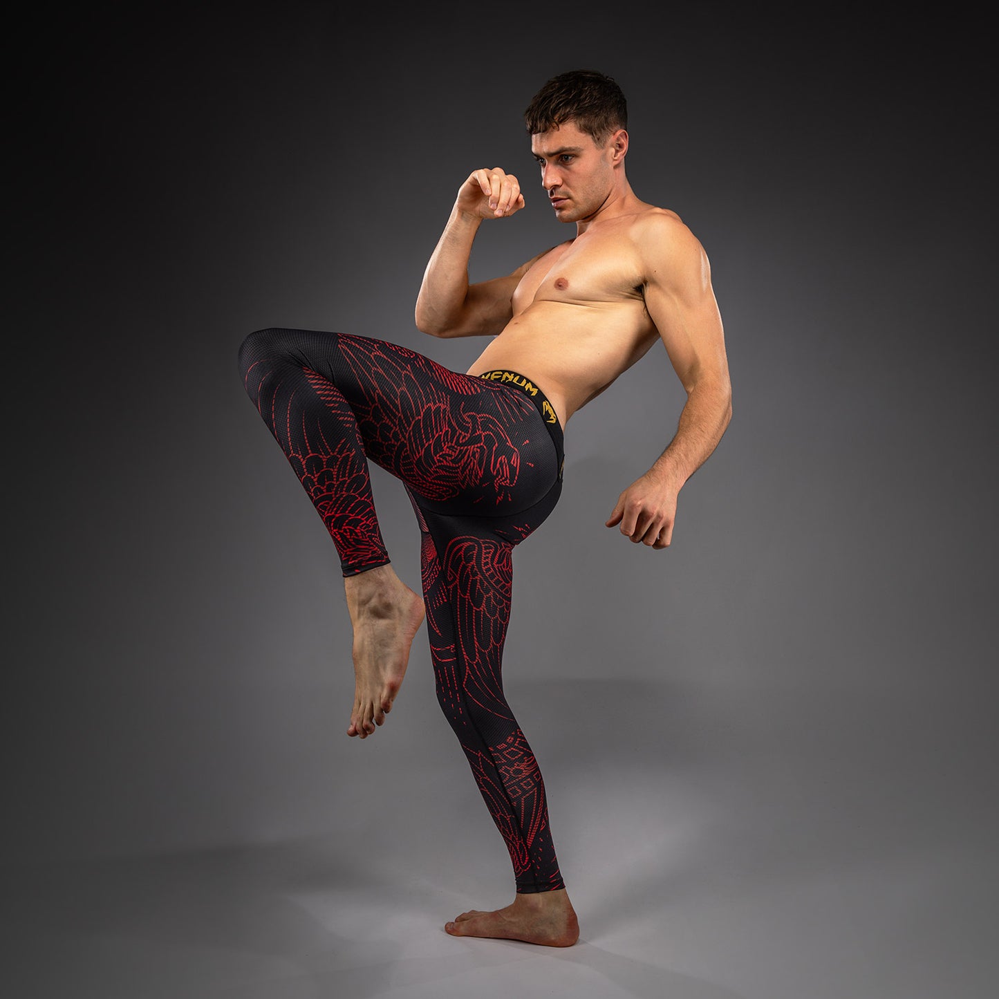 Venum Quetzal Fury Spats - Black/Fury Red/ Tangerine