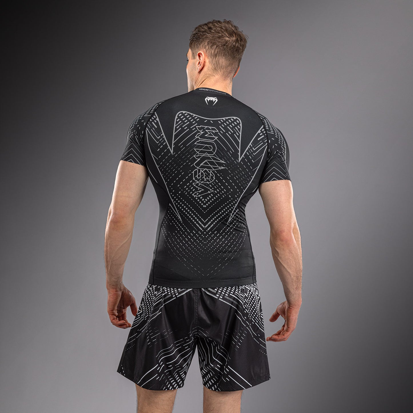 Venum Midnight Fury Short Sleeve Rashguard - Black/Grey/Silver