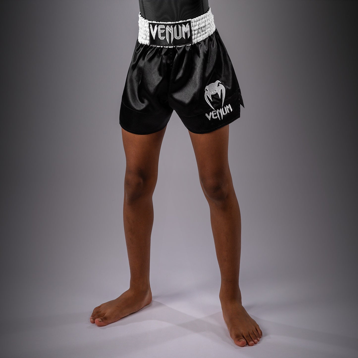 Venum Classic Muay Thai Shorts for Kids - Black/White