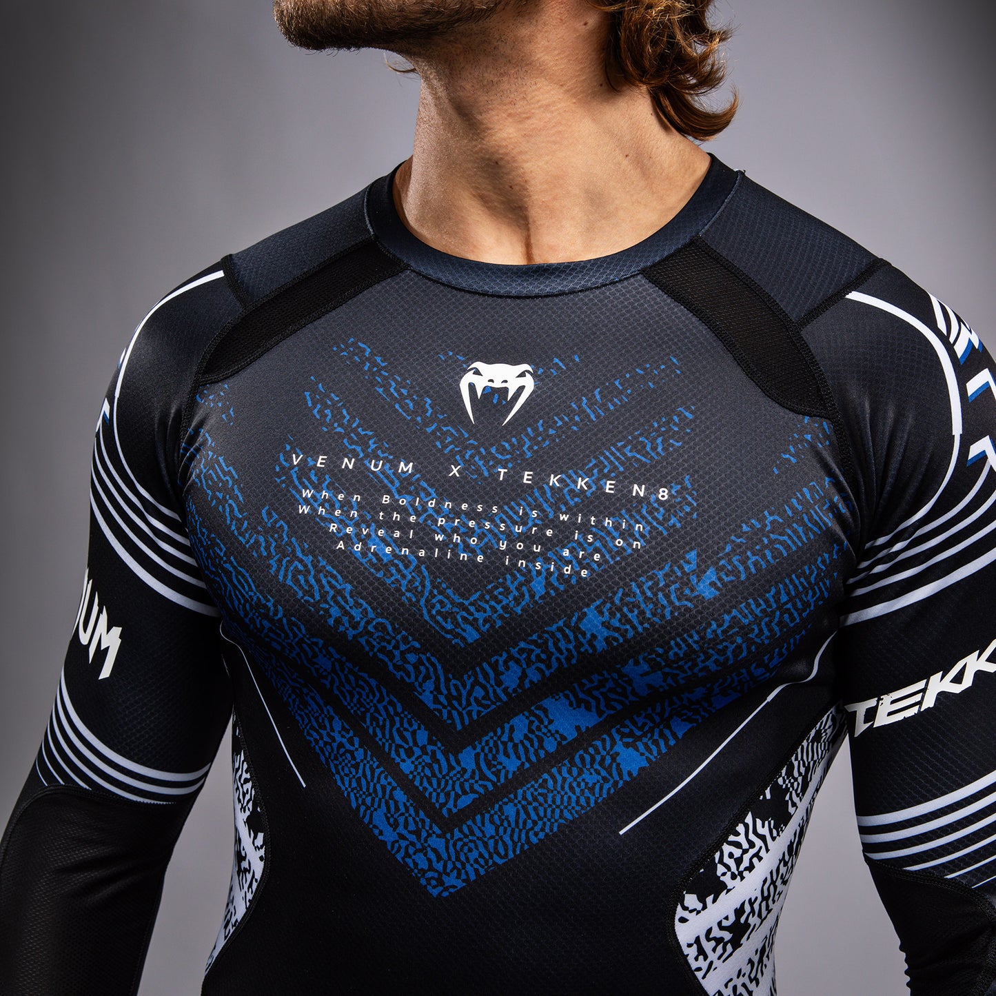 Venum x TEKKEN 8 - Jin Kazama Rashguard - Blue/Black/White
