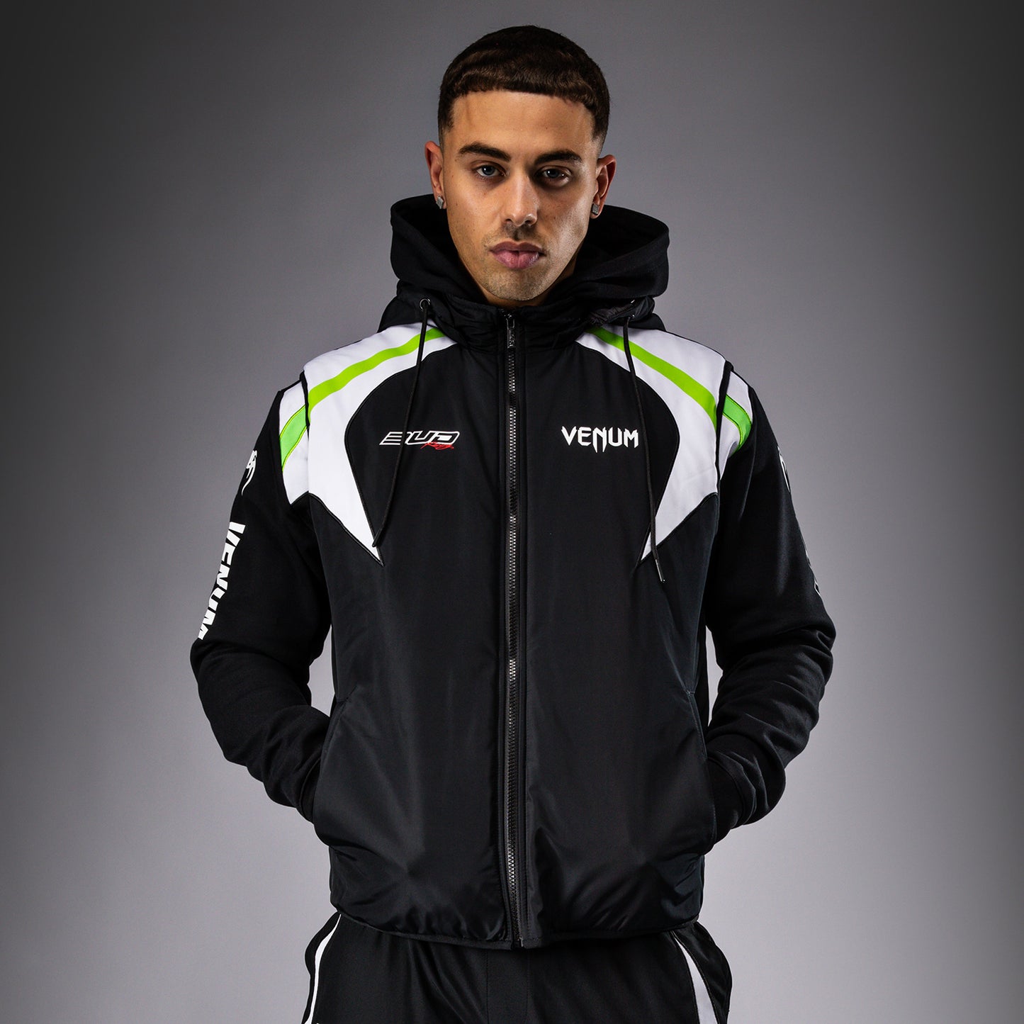 Venum x Bud Racing Men's Sleeveless Down Jacket - Black/White/Lime Green