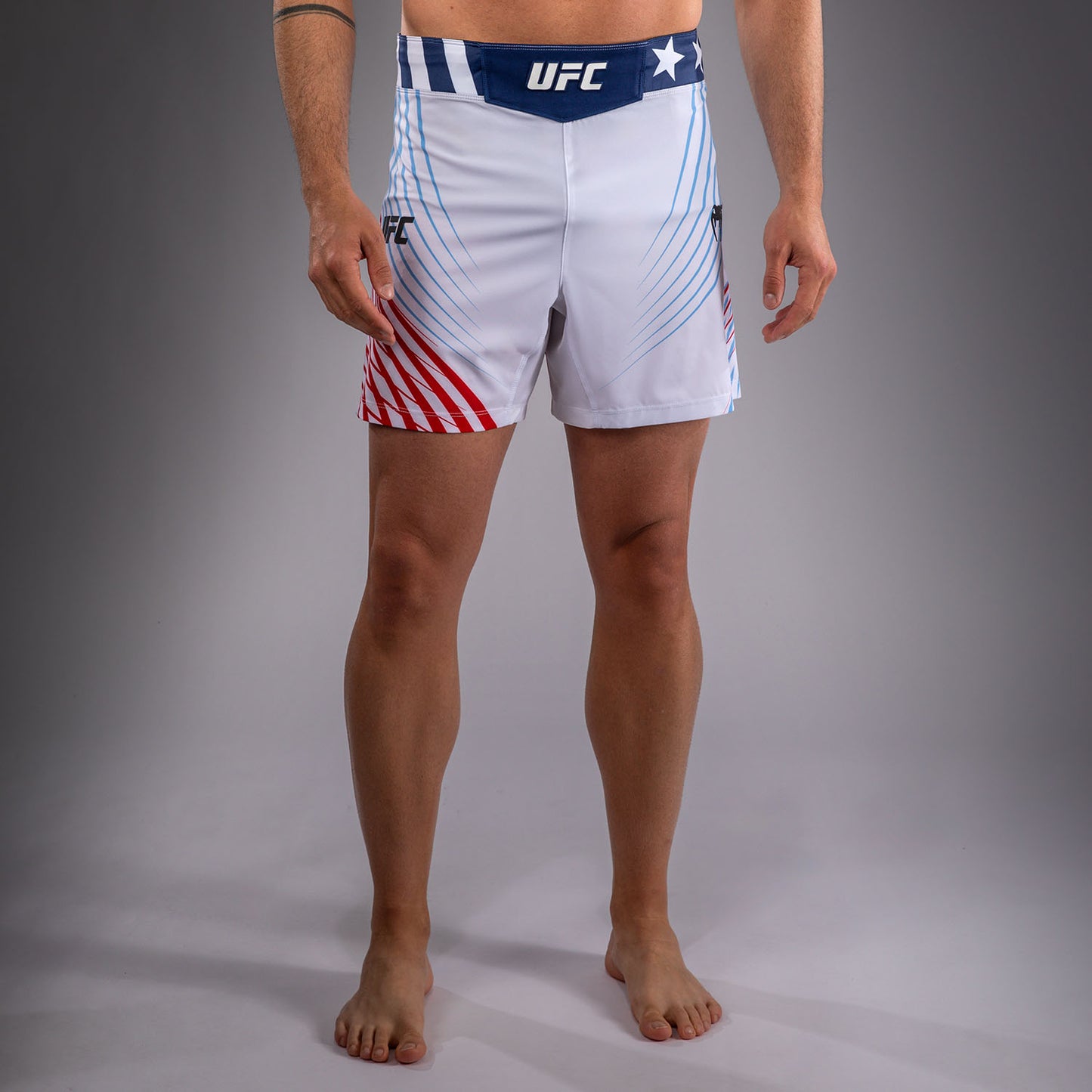 Men's Official UFC Freedom 250 by Venum White Personalized Authentic Fight Night Short Fit Fight Short