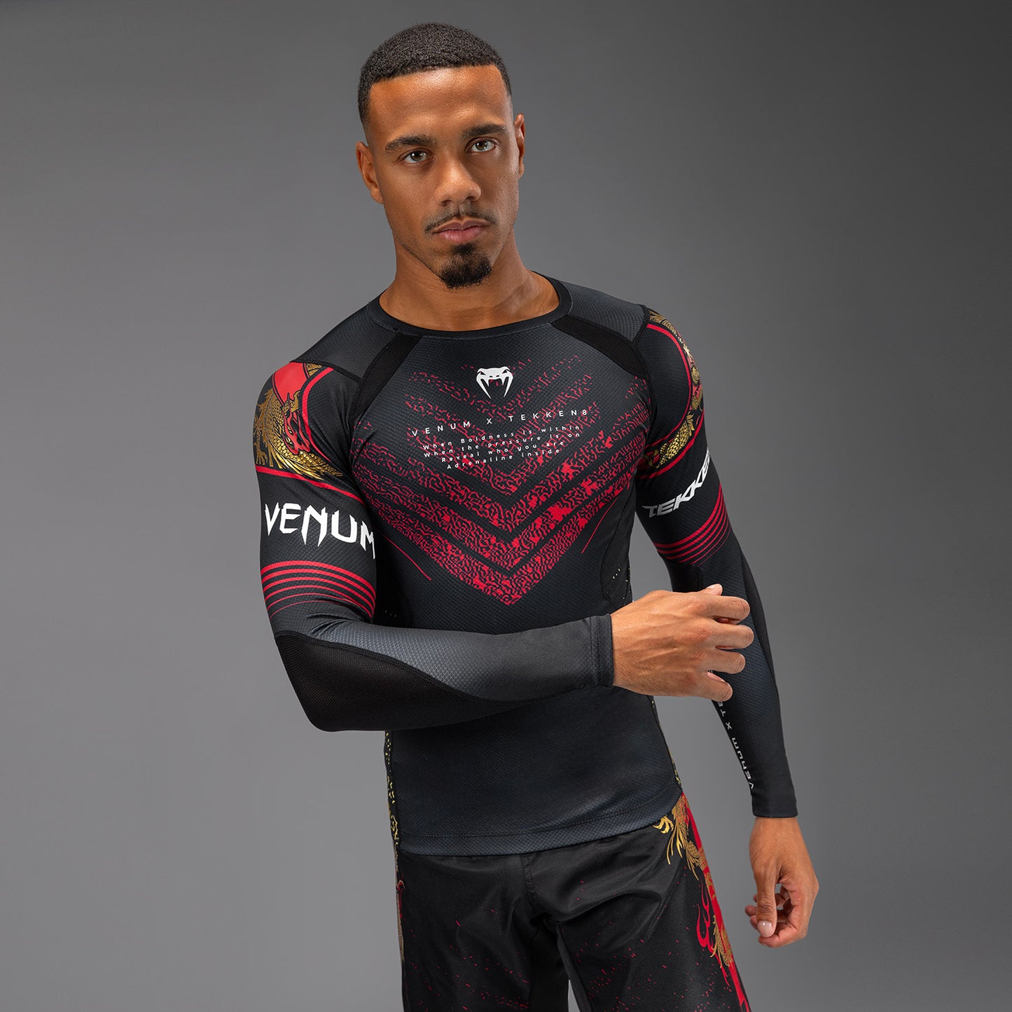 Venum x TEKKEN 8 - Marshall Law Rashguard - Black/Red/Gold