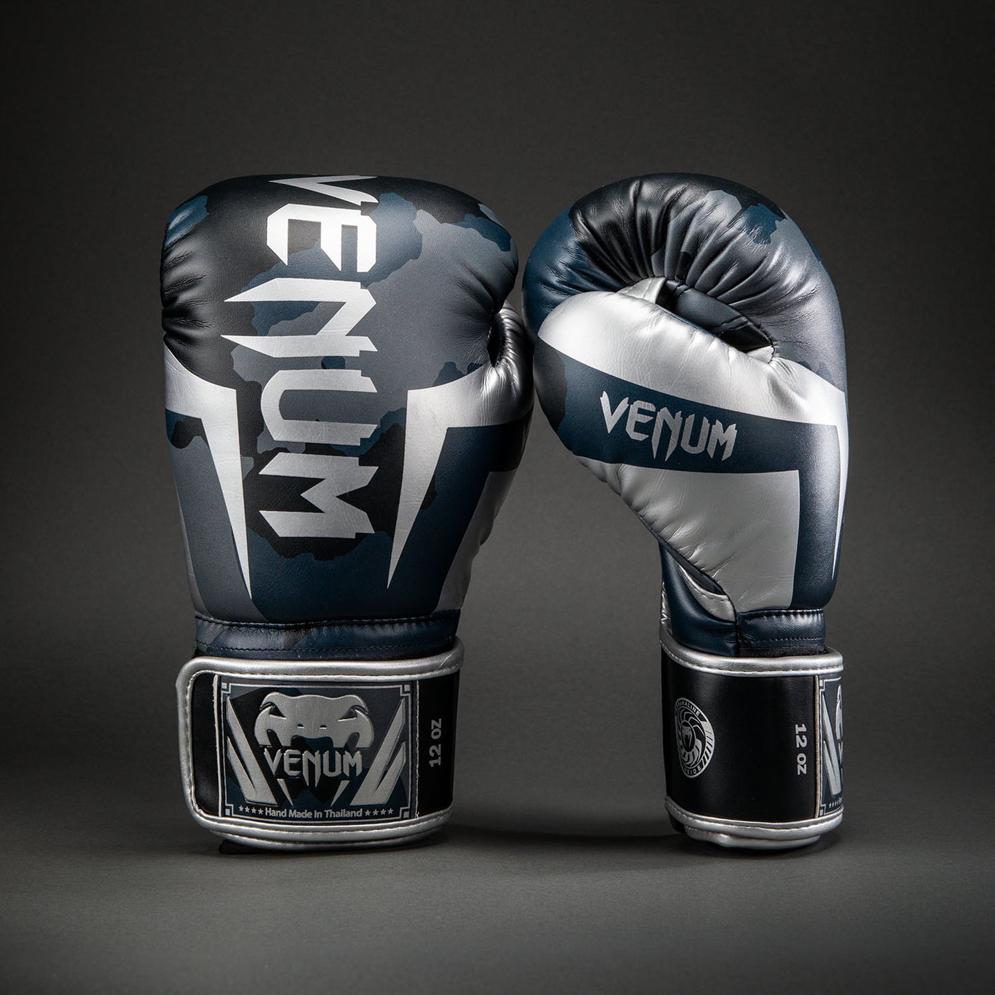 Venum Elite Camo Boxing Gloves - Dark Navy/Blue