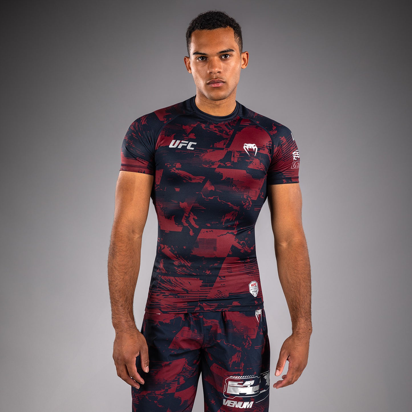 Men's UFC Zenith by Venum Burgundy Authentic Fight Week Performance Short Sleeve Rashguard