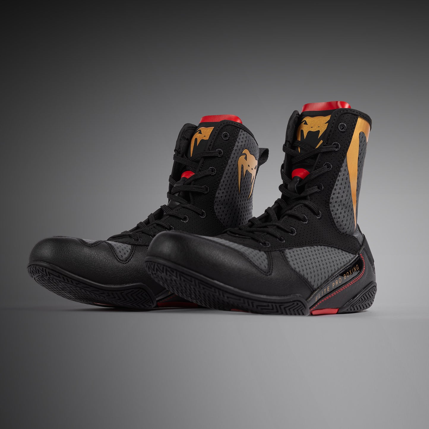 Venum Elite Boxing Shoes - Storm Grey / Gold