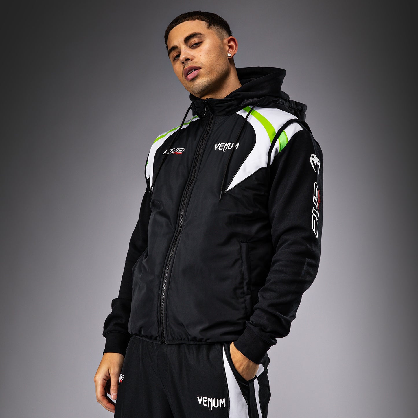 Venum x Bud Racing Men's Sleeveless Down Jacket - Black/White/Lime Green