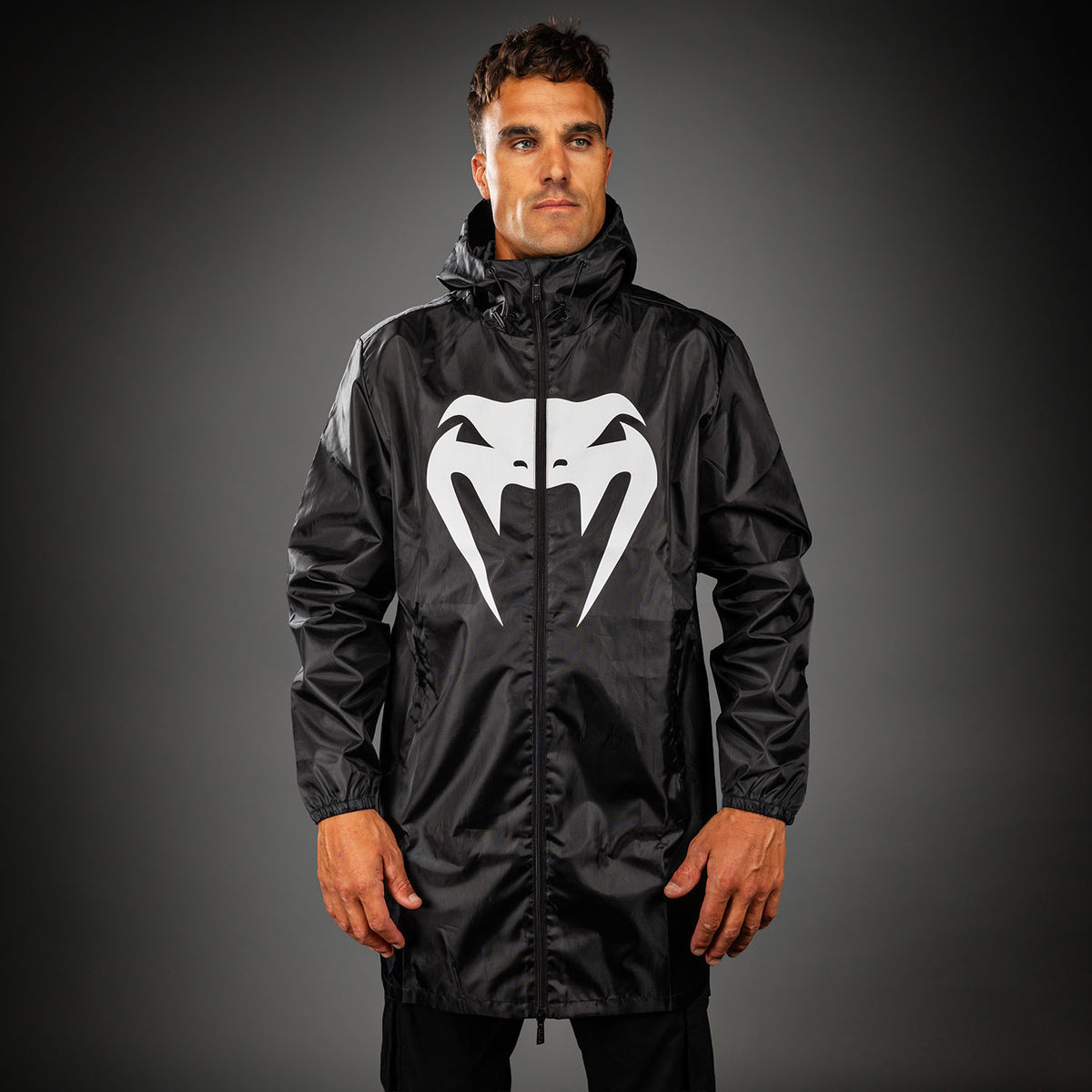 Venum MX Basics Long Rain Jacket - Black/White