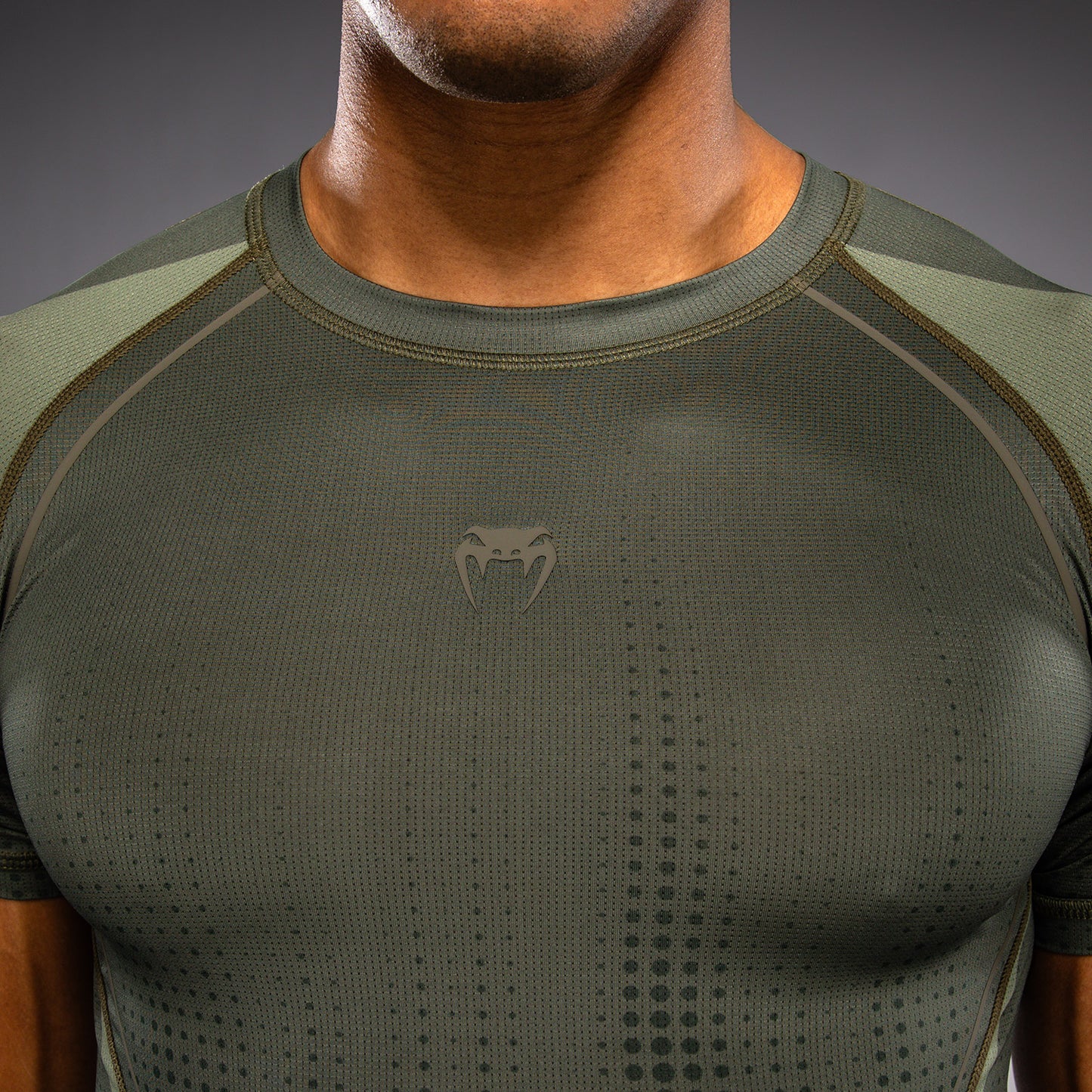Venum Stealth Short Sleeve Rashguard - Khaki/Dark Green