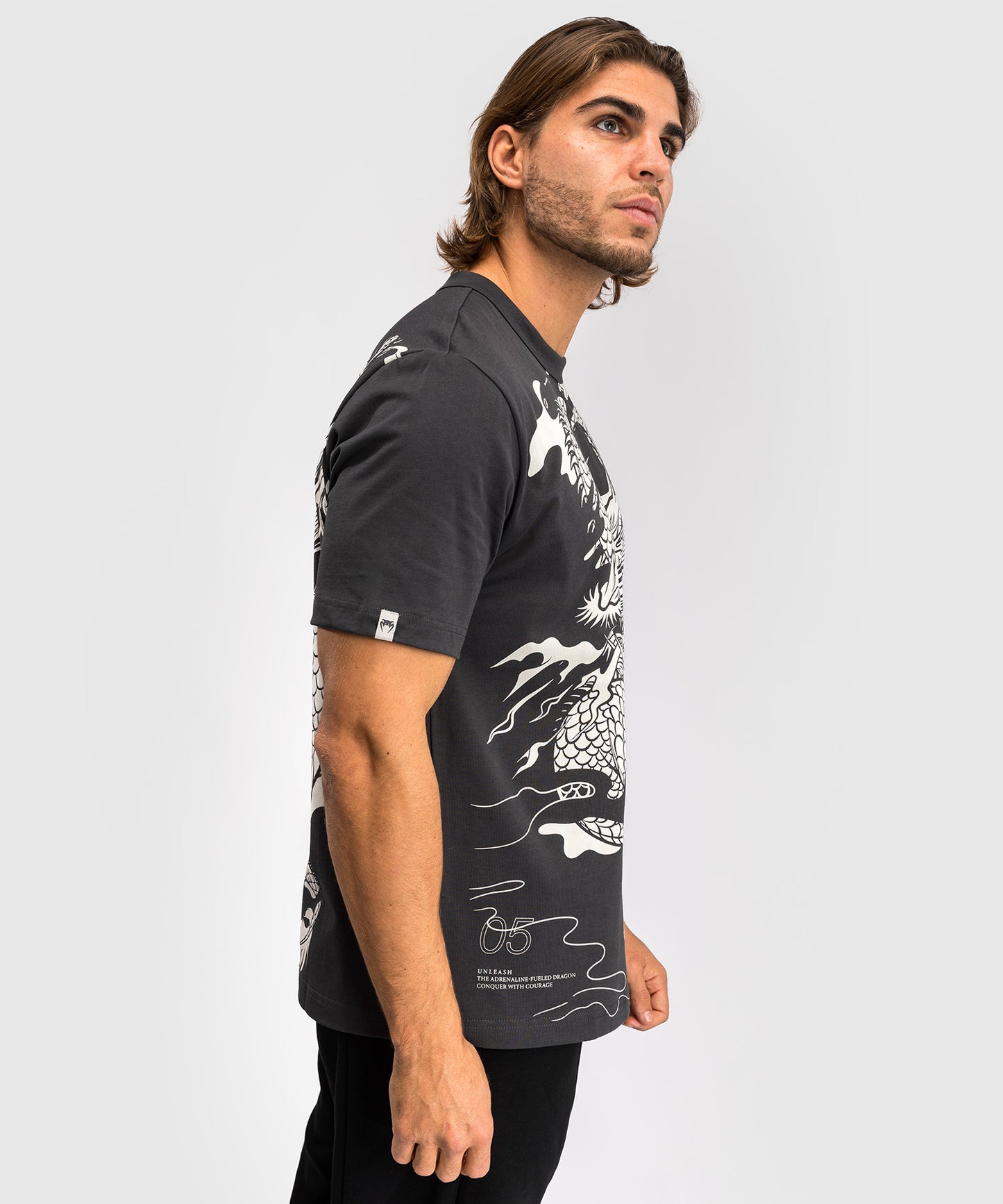 Venum Dragon’s Flight Men’s T-Shirt - Charcoal Grey/Cream White