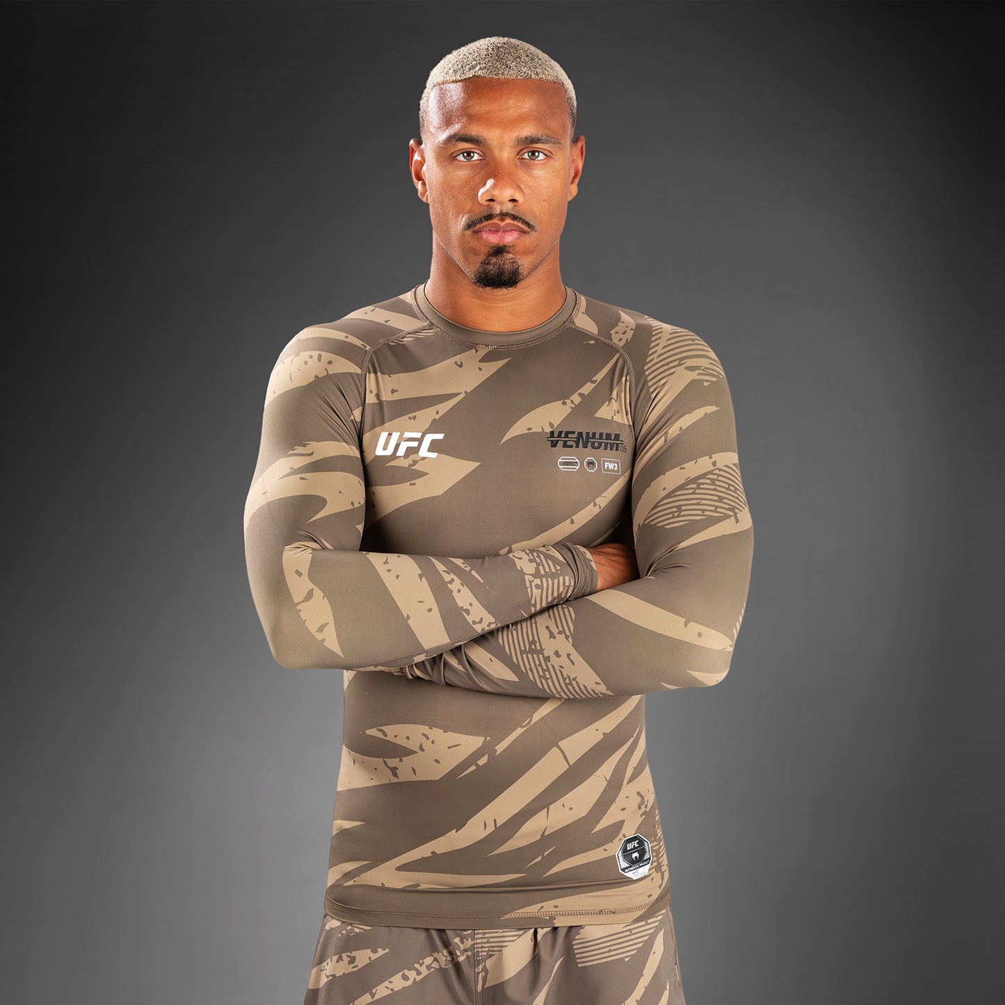UFC Adrenaline by Venum Fight Week Performance Long Sleeve Rashguard - Desert Camo