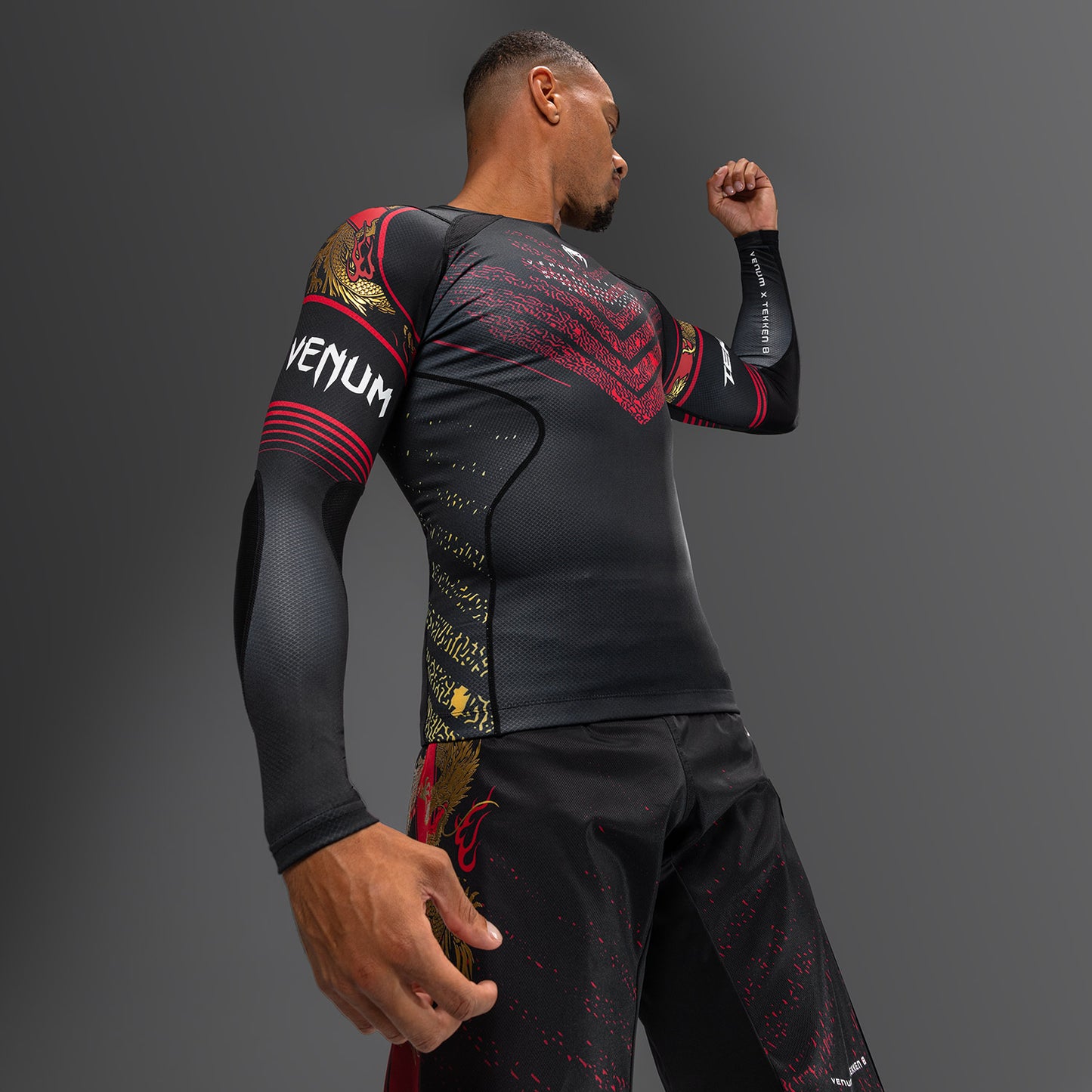 Venum x TEKKEN 8 - Marshall Law Rashguard - Black/Red/Gold