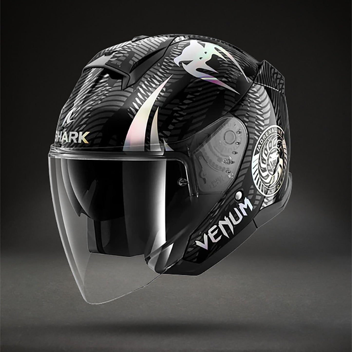 Venum x Shark SKWAL JET Motorcycle Helmet - Black Chrom Anthracite