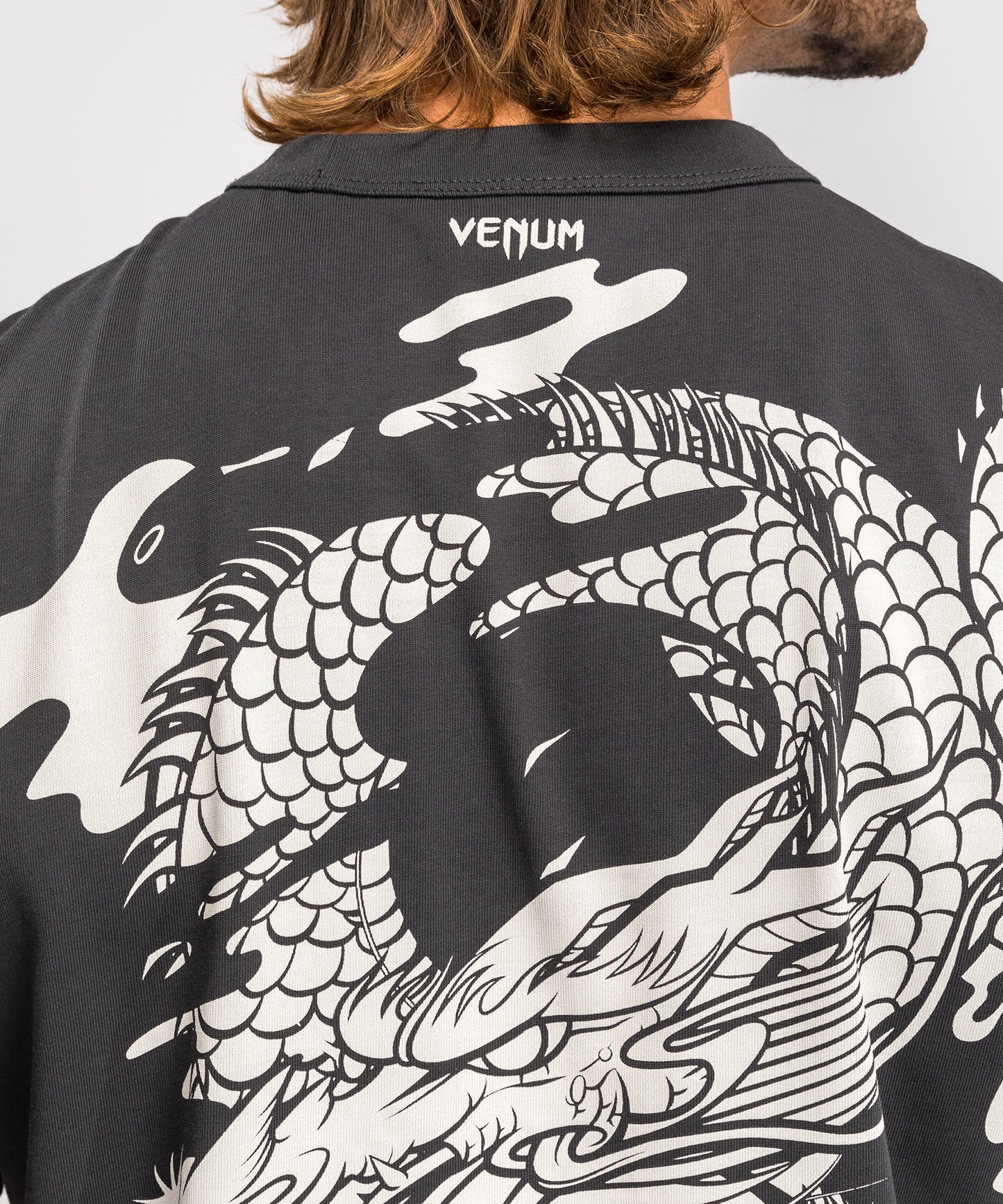 Venum Dragon’s Flight Men’s T-Shirt - Charcoal Grey/Cream White