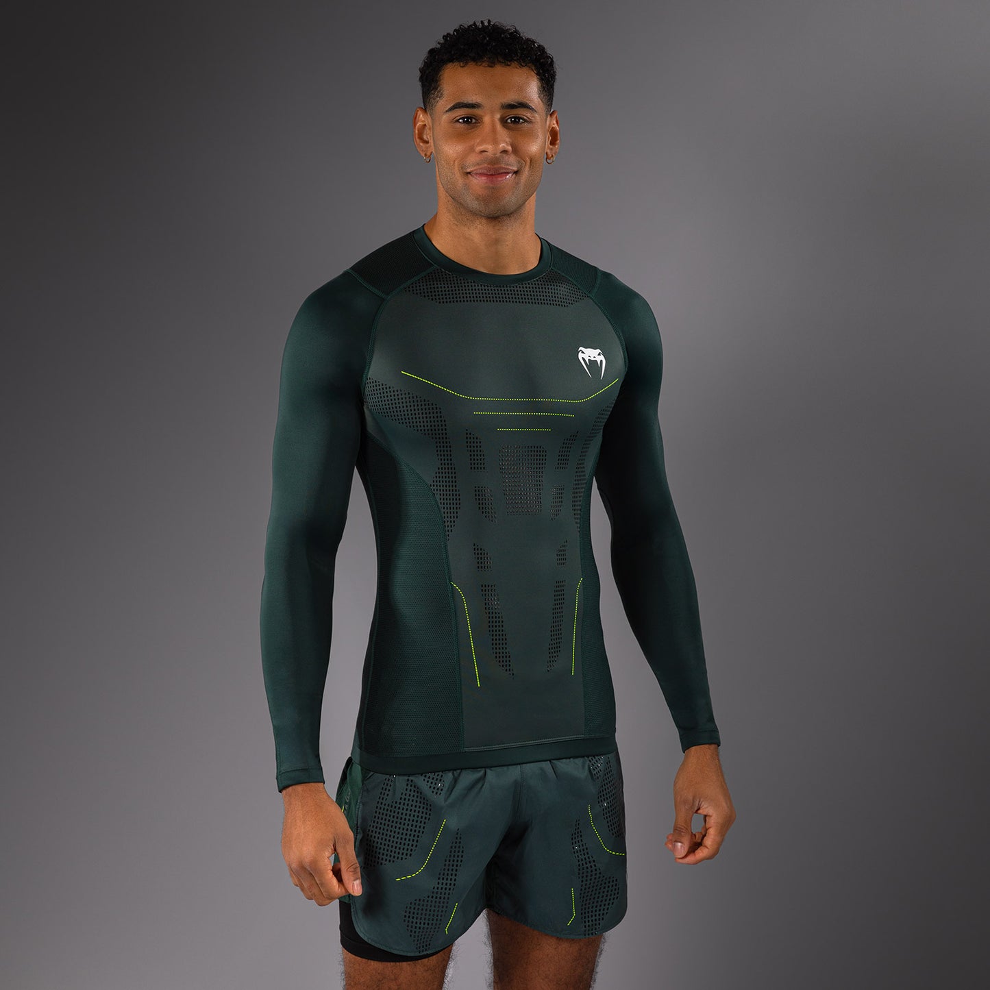 Venum Technical 3.0 Long Sleeve Rashguard - Forest Green