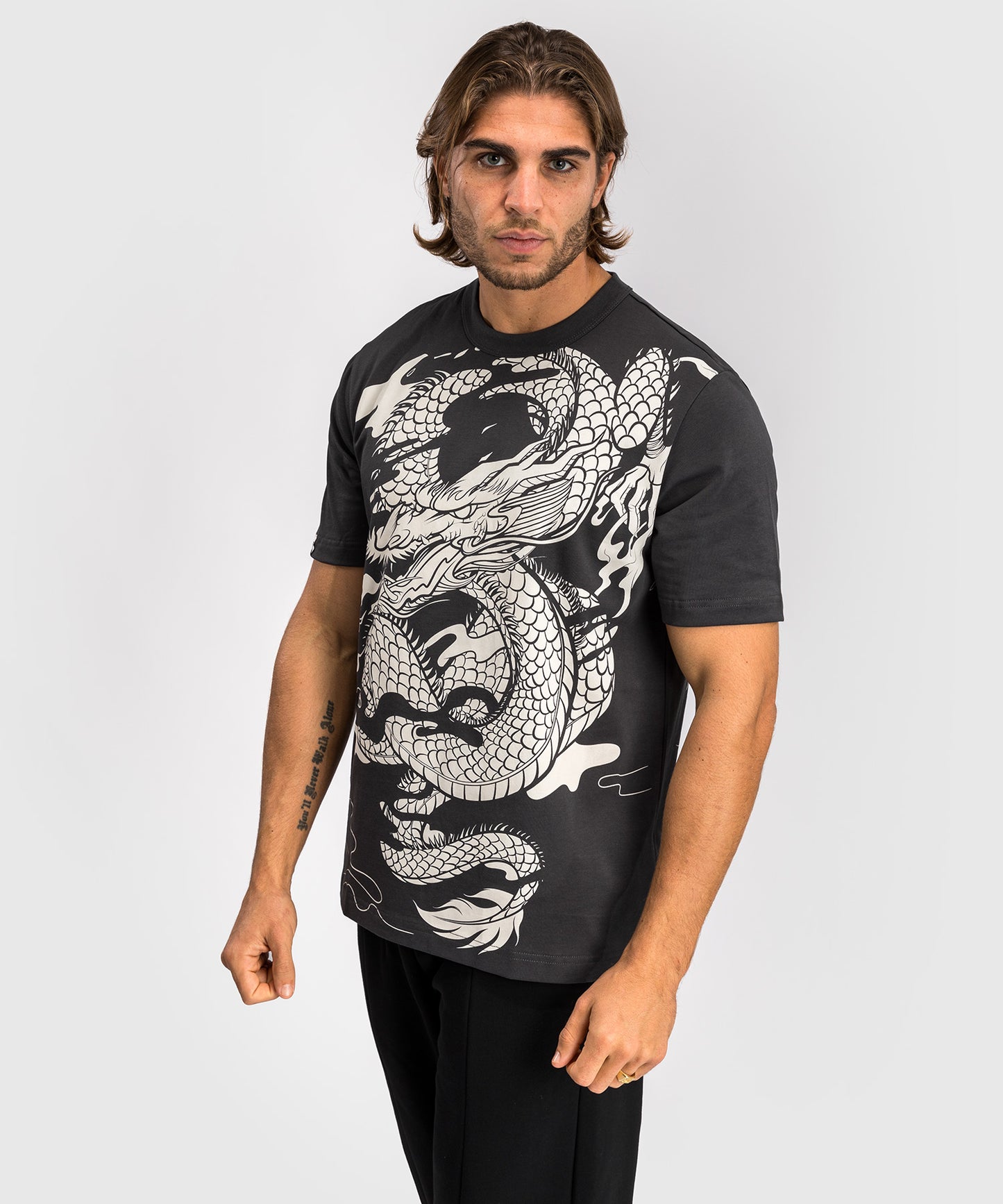 Venum Dragon’s Flight Men’s T-Shirt - Charcoal Grey/Cream White
