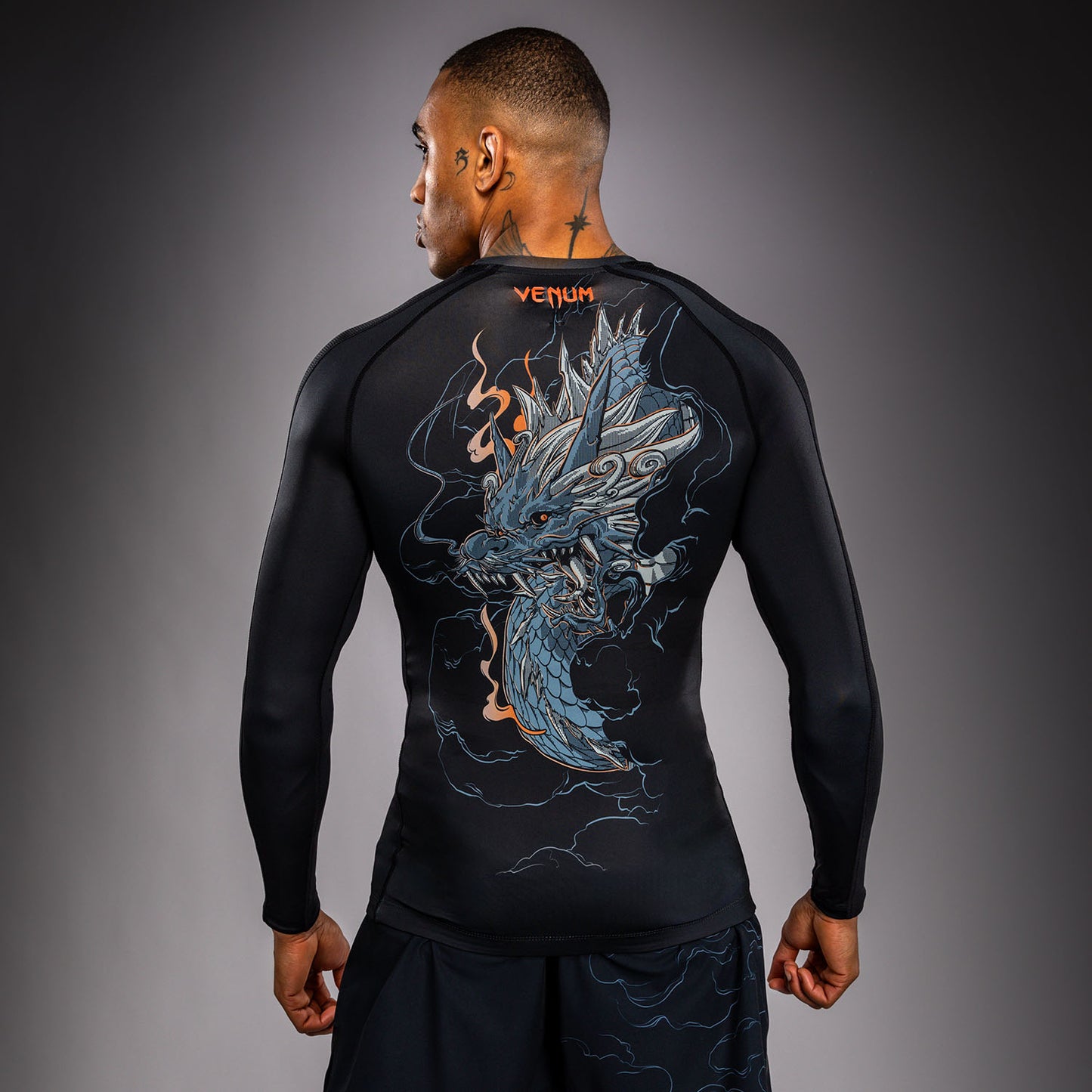 Venum Thunder Dragon Long Sleeve Rashguard - Black/Grey/Copper