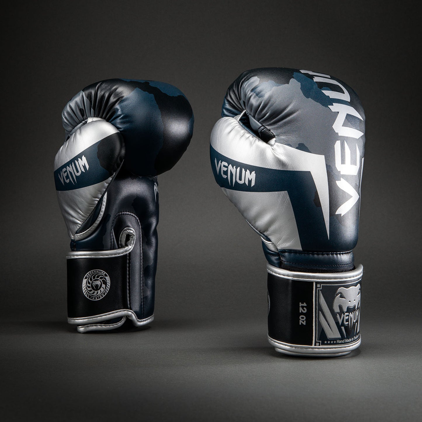 Venum Elite Camo Boxing Gloves - Dark Navy/Blue