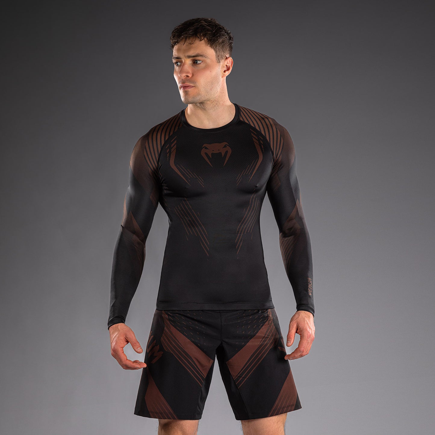 Venum No-Gi 6.0 Long Sleeve Rashguard - Black/Brown