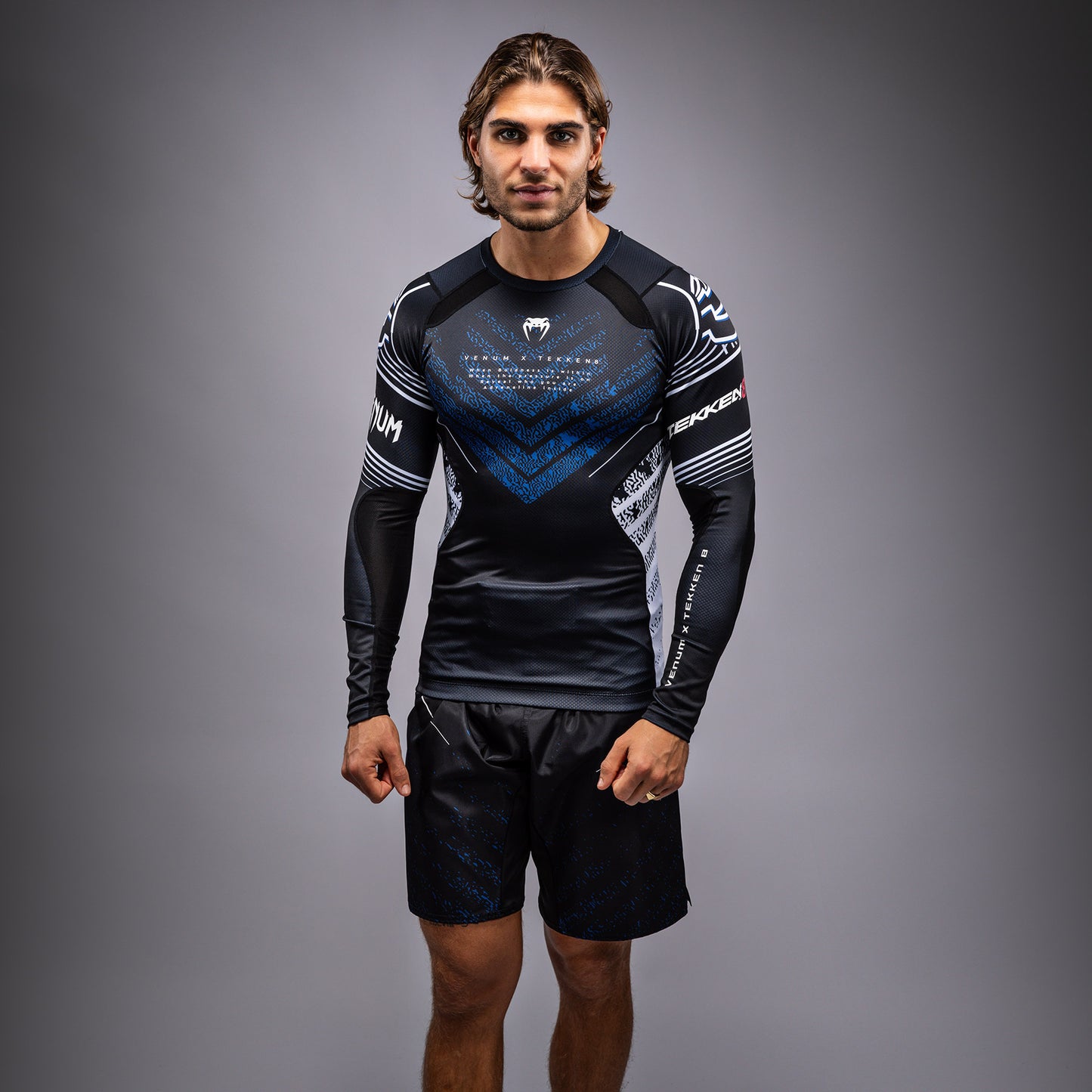 Venum x TEKKEN 8 - Jin Kazama Rashguard - Blue/Black/White