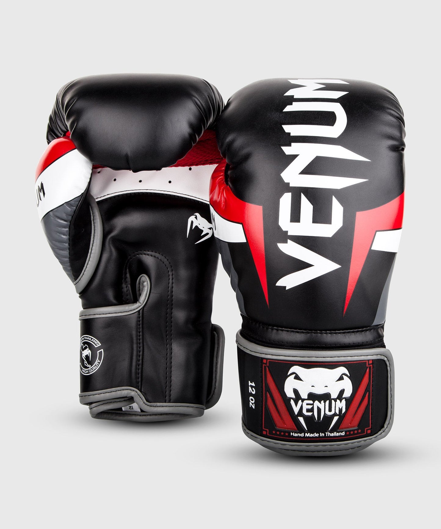 Venum Elite Boxing Gloves - Black/Red/Grey