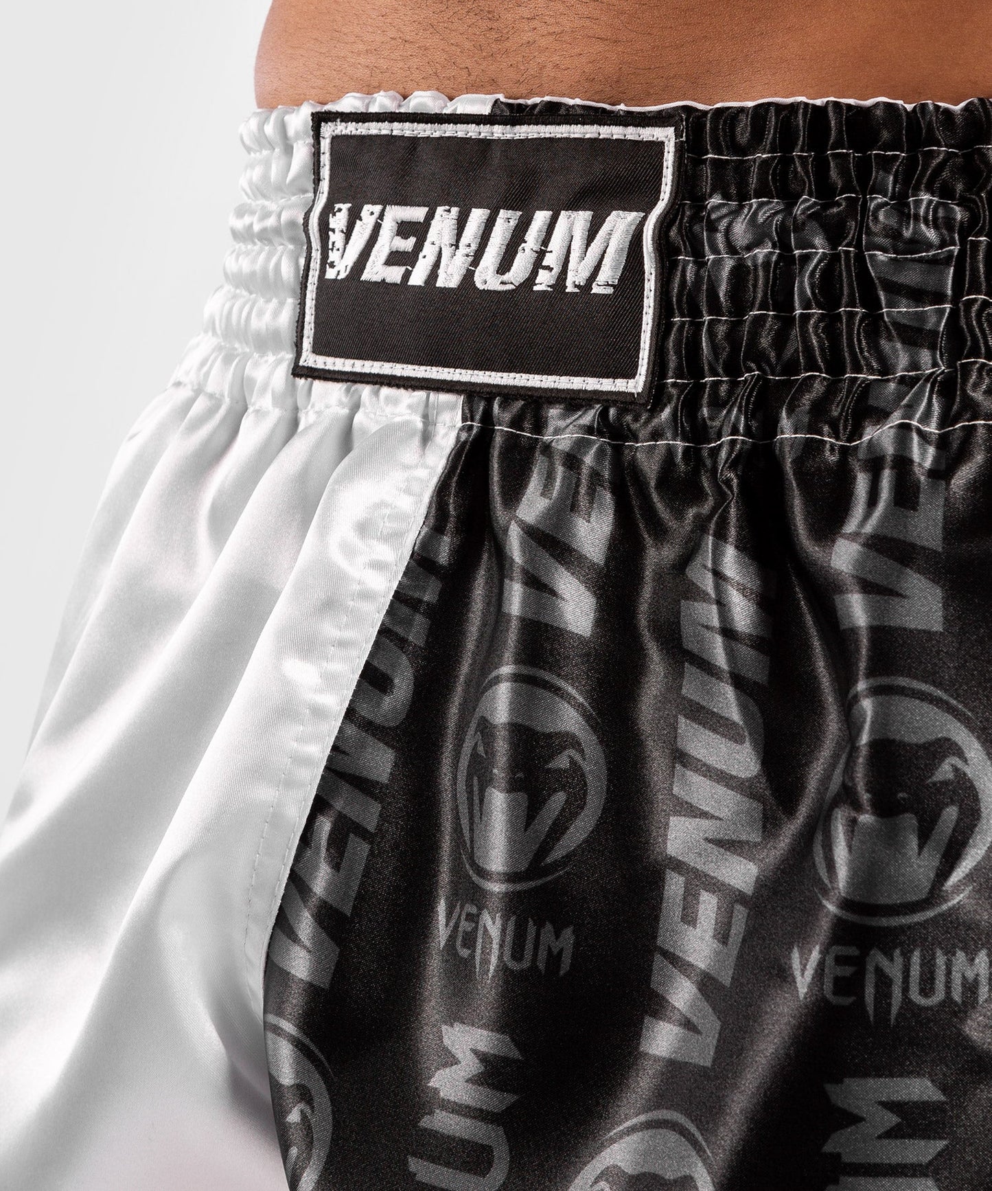 Venum Logos Muay Thai Shorts - Black/White