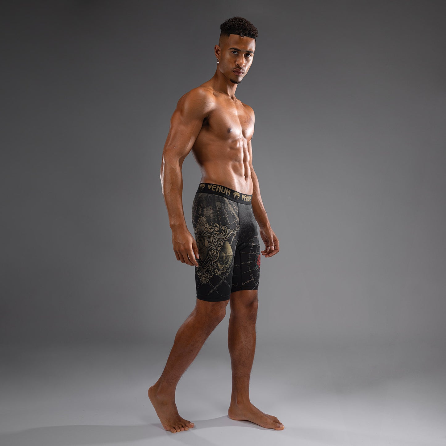 Venum Santa Muerte 5.0 Men’s Vale Tudo Shorts - Deep Black/Gold