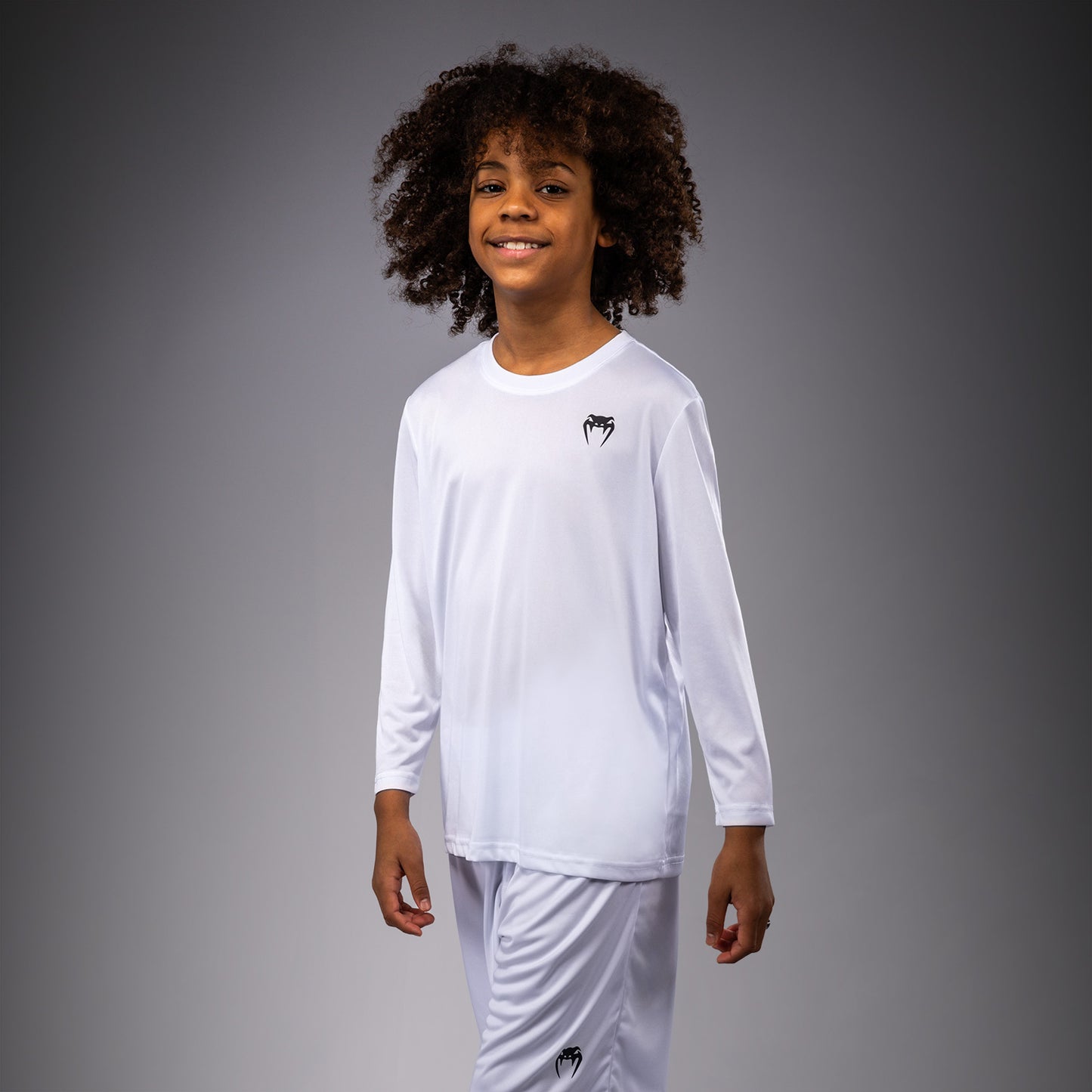 Venum Lineup Youth Performance Long Sleeve T-Shirt - White/Black