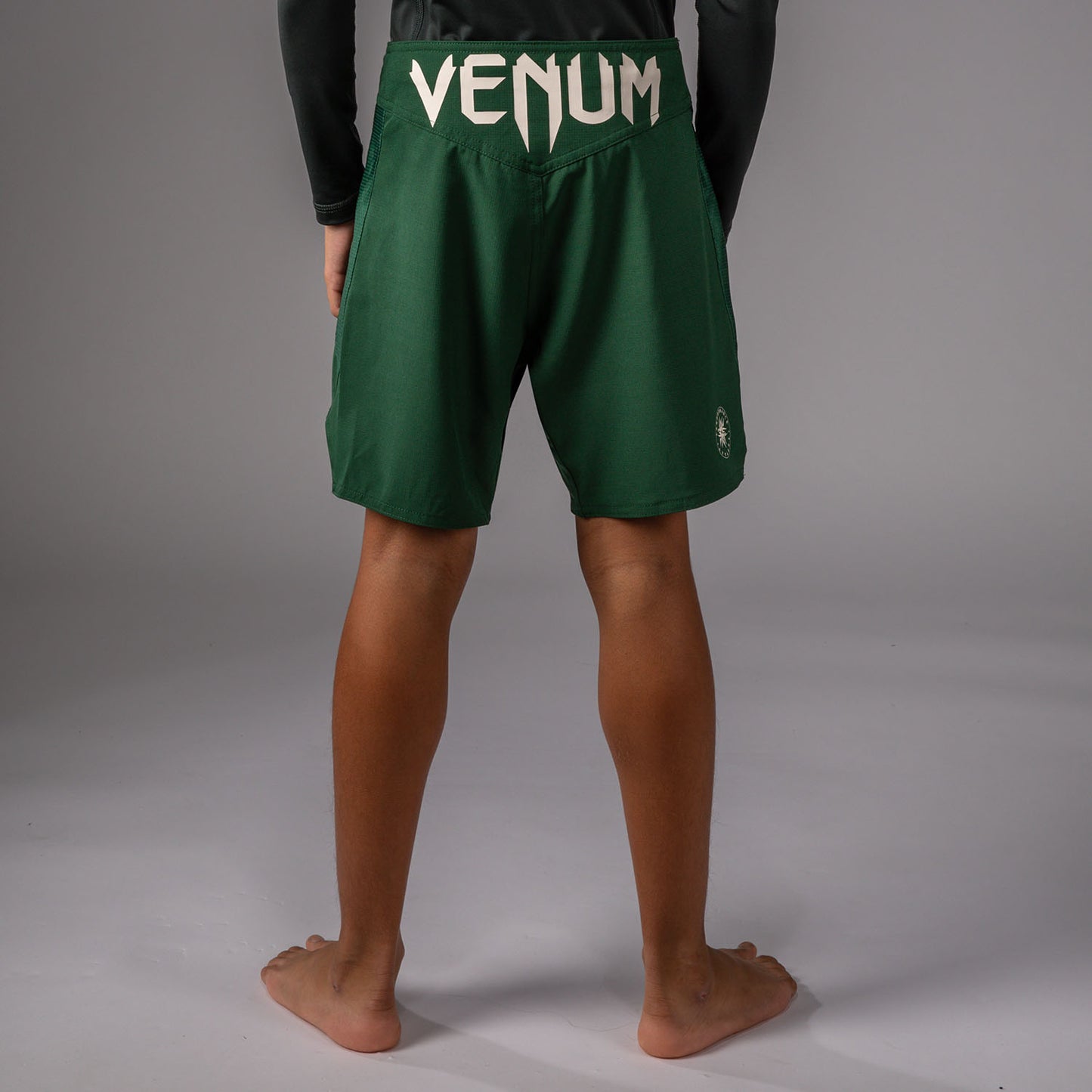 Venum Attack Kids Fightshorts - Forest Green/ Off White