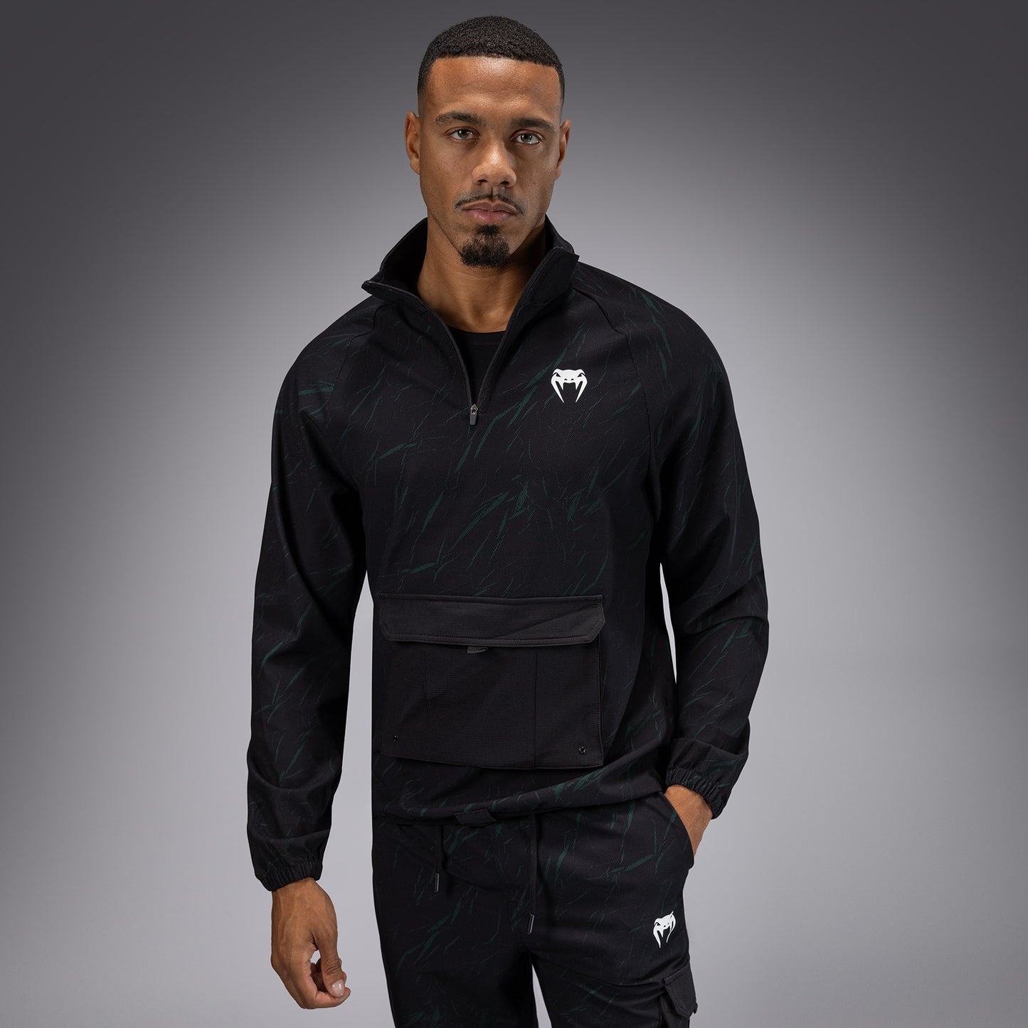 Venum Trooper Men's Half-Zip Jacket - Black/Forest Green
