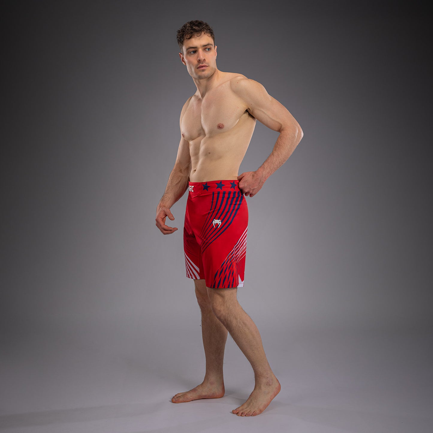 Men's Official UFC Freedom 250 by Venum Red Authentic Fight Night Short Fit Fight Short