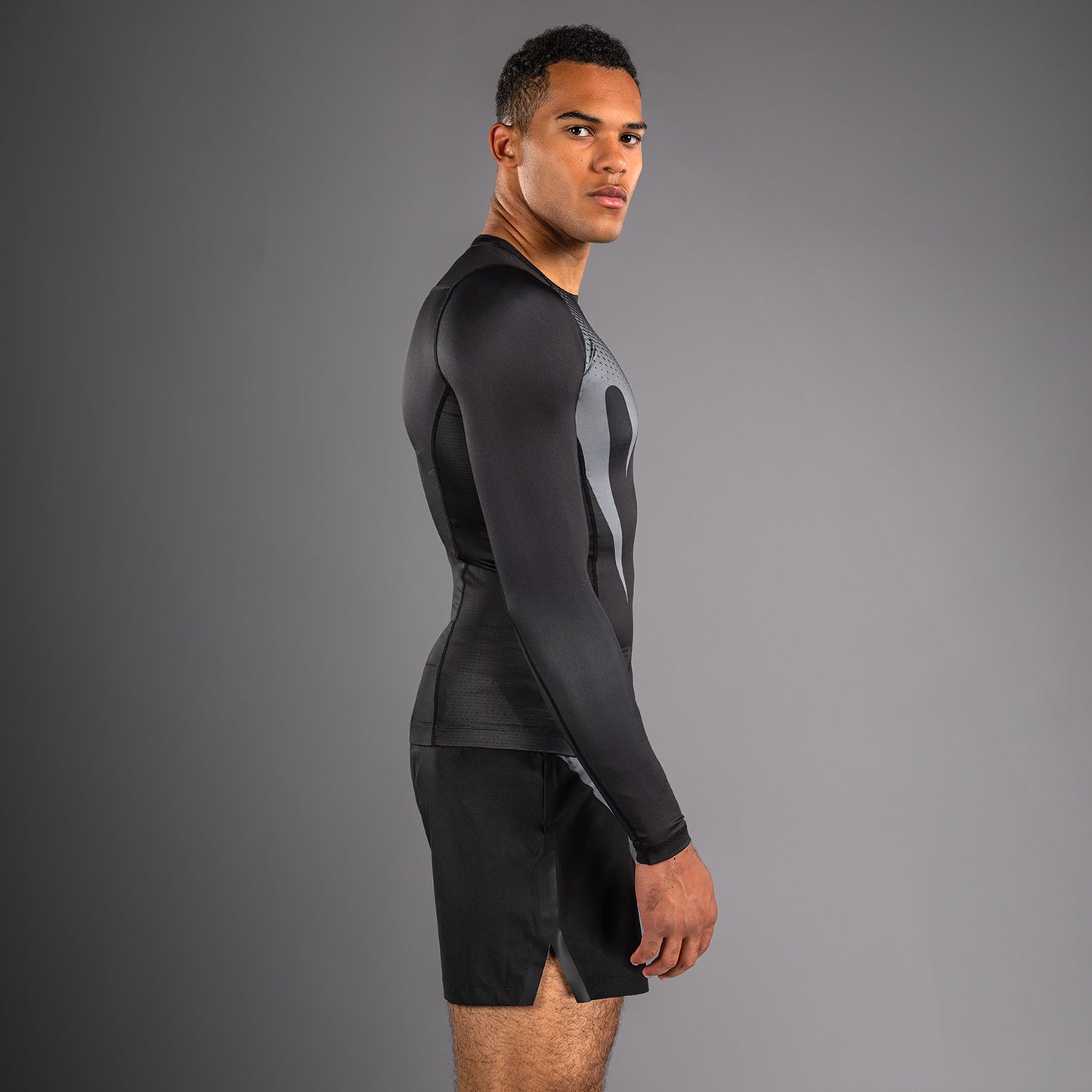 Venum No Gi Rashguards - Black/ Silver Grey