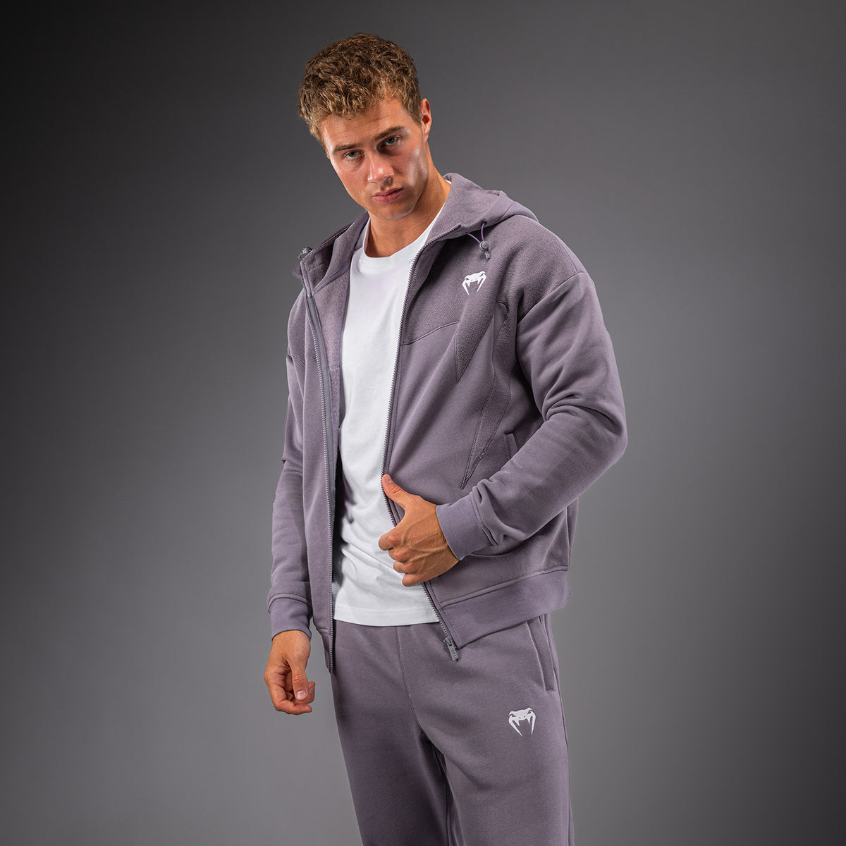 Venum Attack Fleece & Weave Track Jacket - Lavender Grey