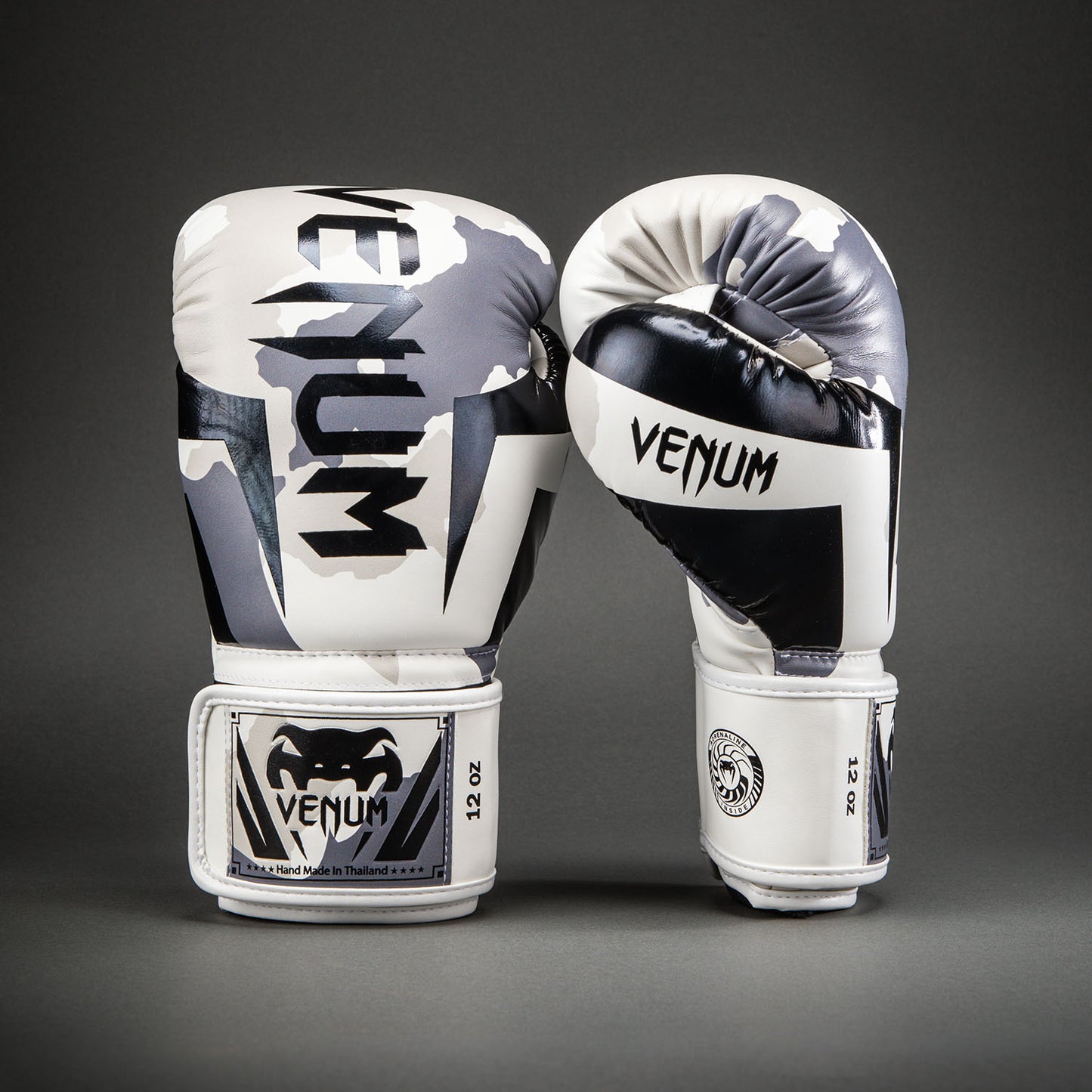 Venum Elite Camo Boxing Gloves - White/Light Grey