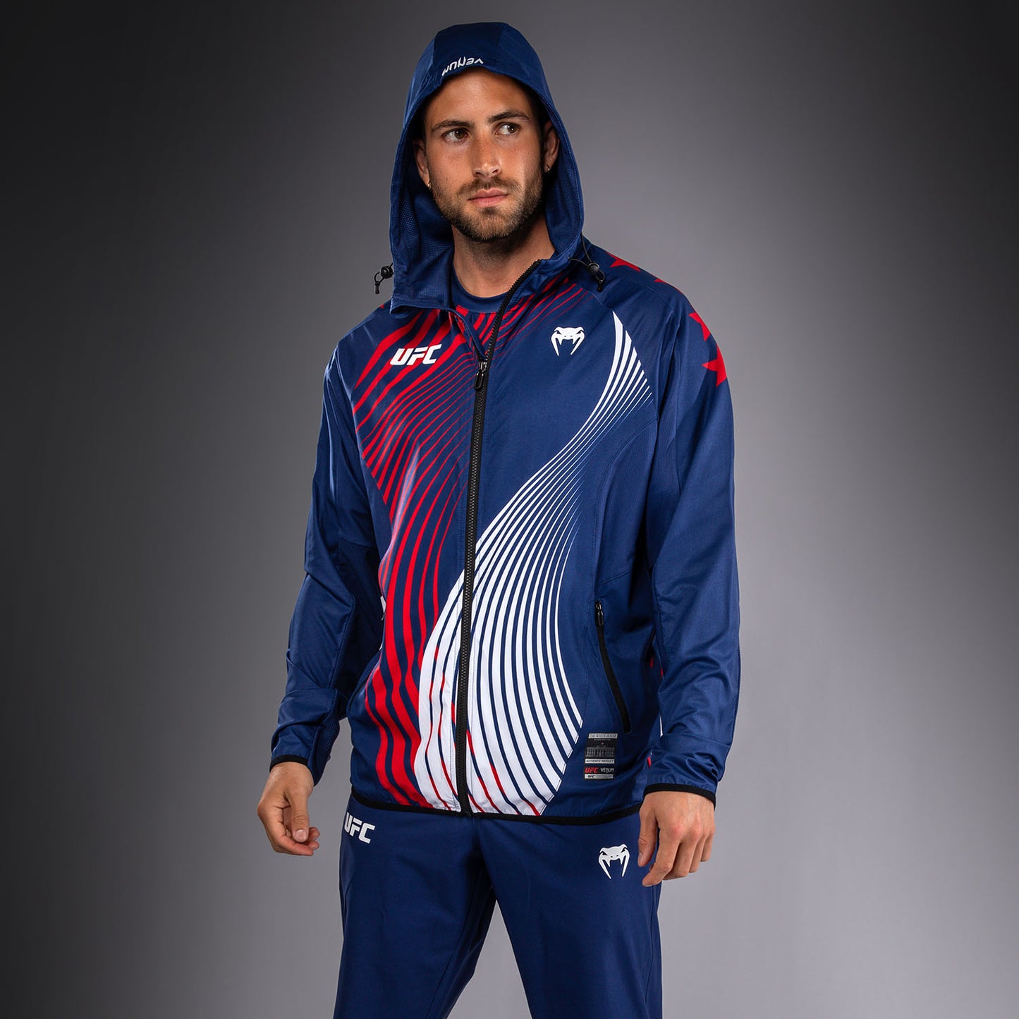 Men's Official UFC Freedom 250 by Venum Blue Authentic Fight Night Walkout Hoodie