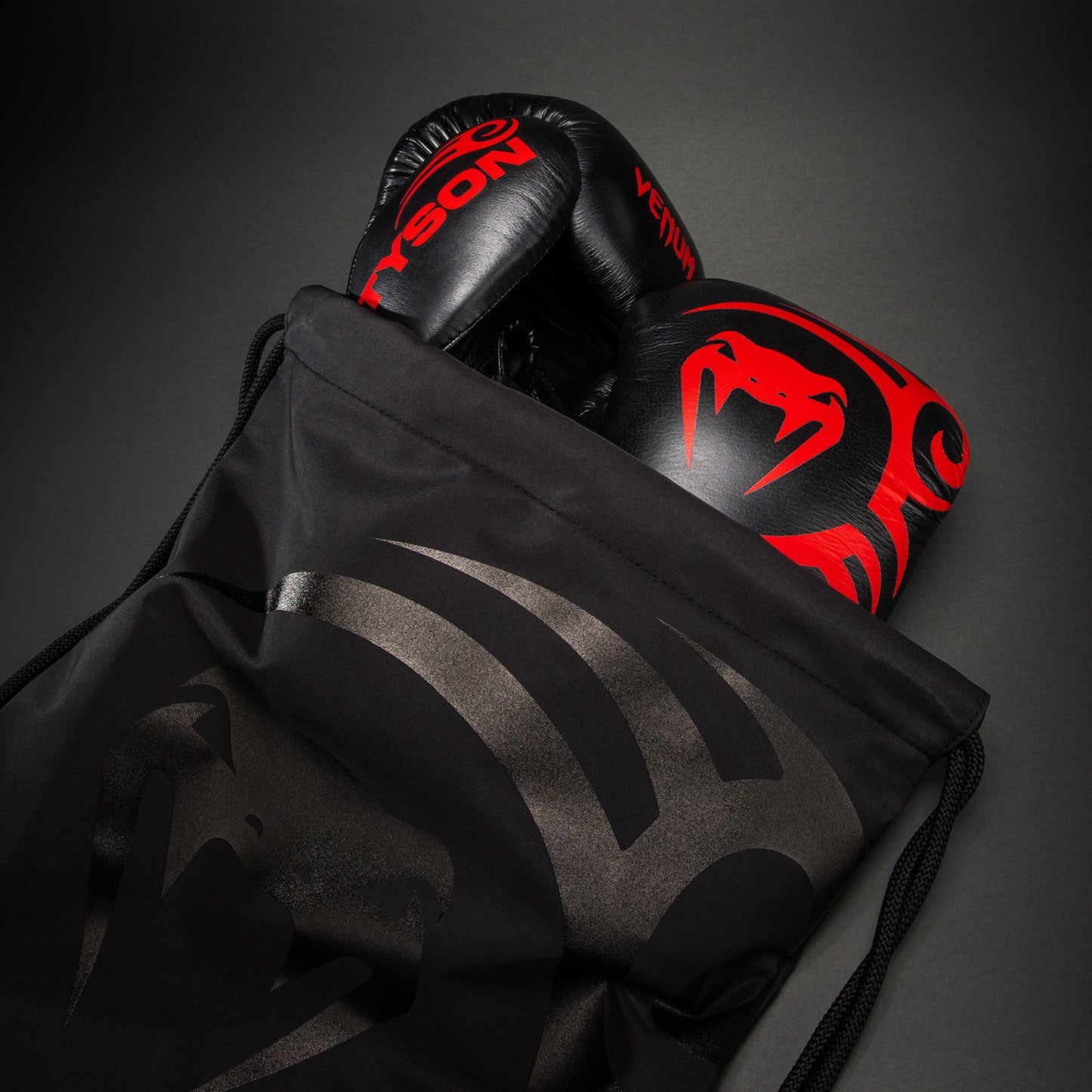 Venum Giant 2.0 Mike Tyson Pro Boxing Gloves with Laces - Black/Red - Bag included